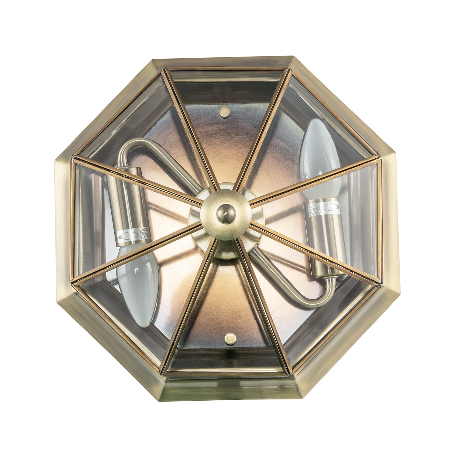 Classic Flush Ceiling Light in Antique Brass with Clear Glass Panels Image 3