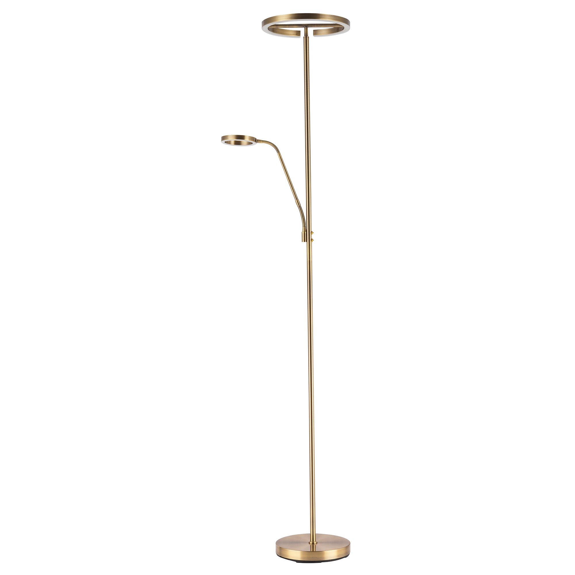Halo LED Mother and Child Floor Lamp in Antique Brass with Dimmers Image 1