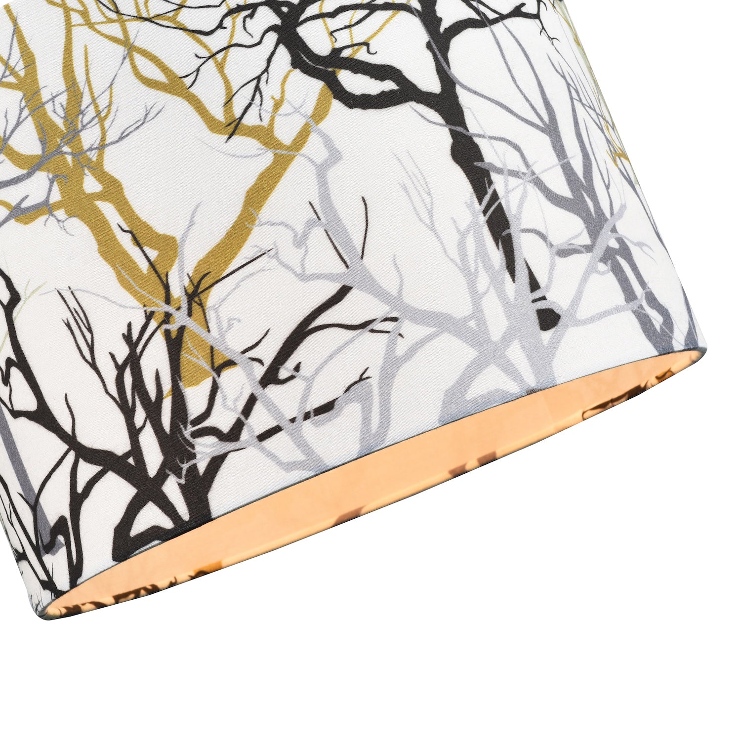 Modern Off-White Lamp Shade with Silver Gold and Black Woodland Trees Decoration Image 3