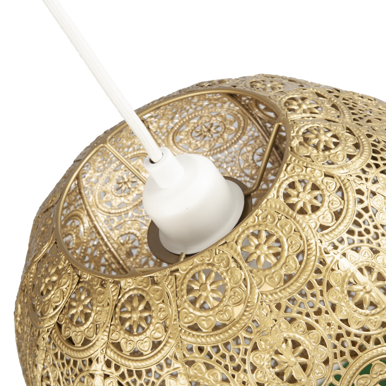 30cm Spherical Moroccan Pendant Lamp Shade in Satin Gold Metal - Vintage Design Image 5