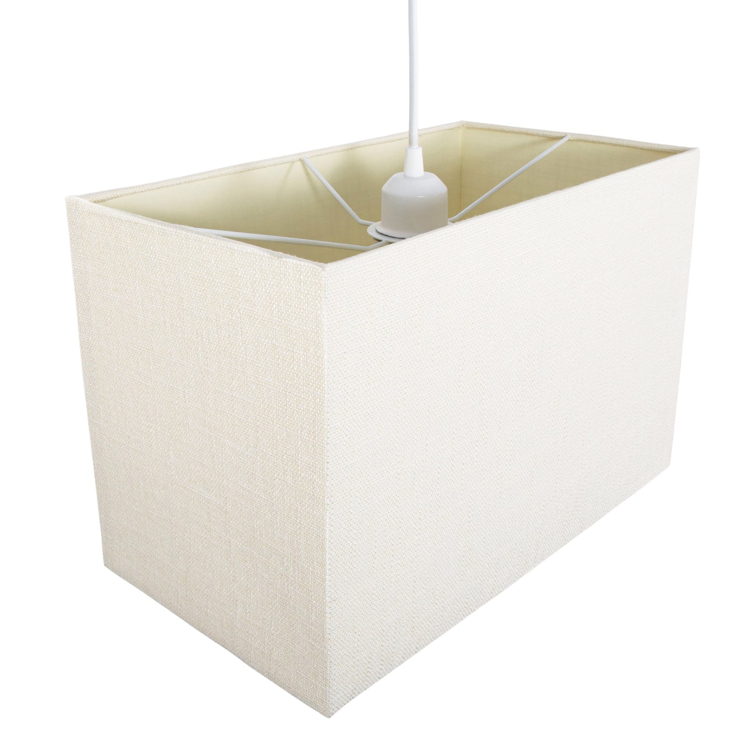 Large Rectangular Cream Linen Fabric Lamp Shade for Table and Floor Lamp Bases Image 5