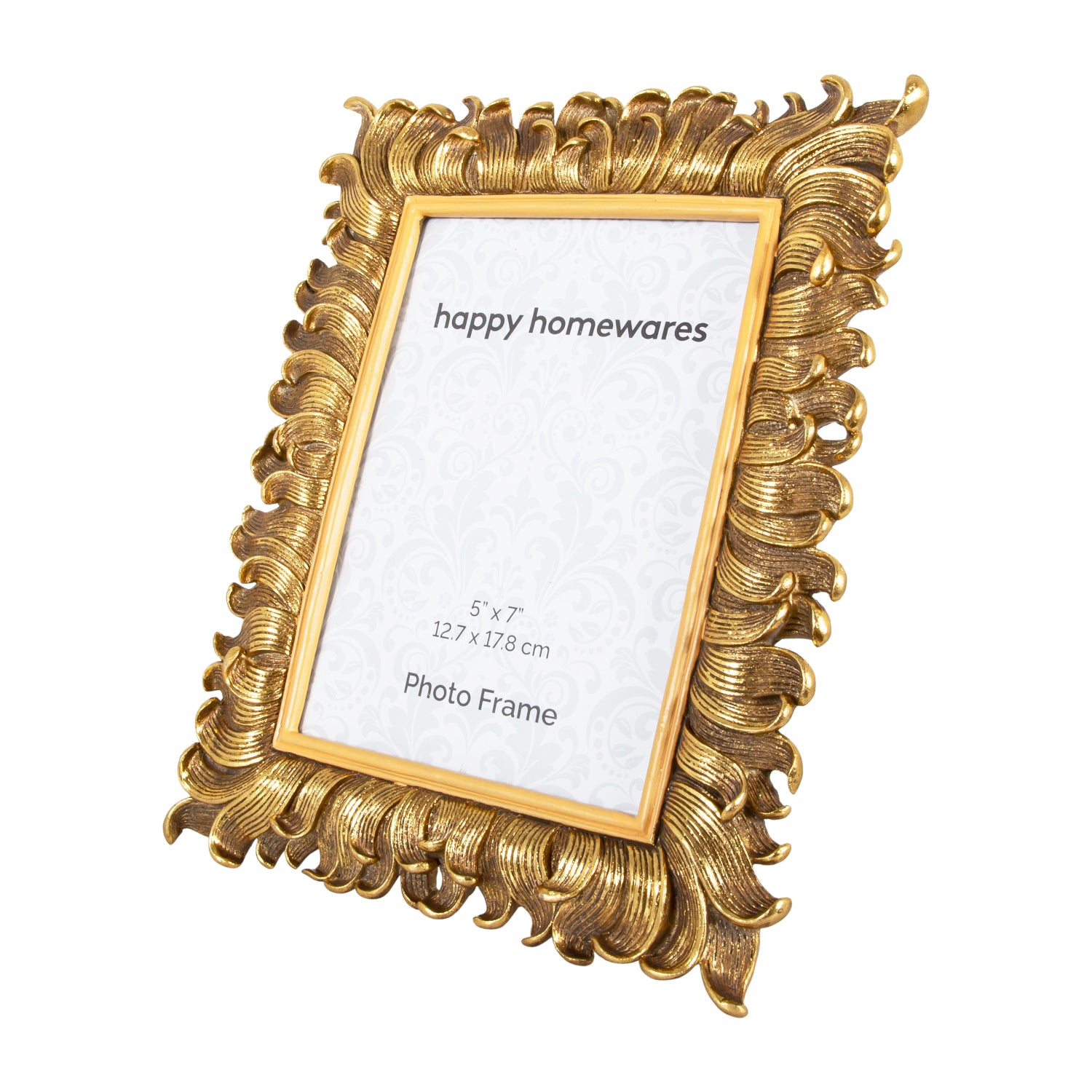 Traditional and Elegant Resin Hand Painted Gold 5x7 Picture Frame with 3D Waves Image 3