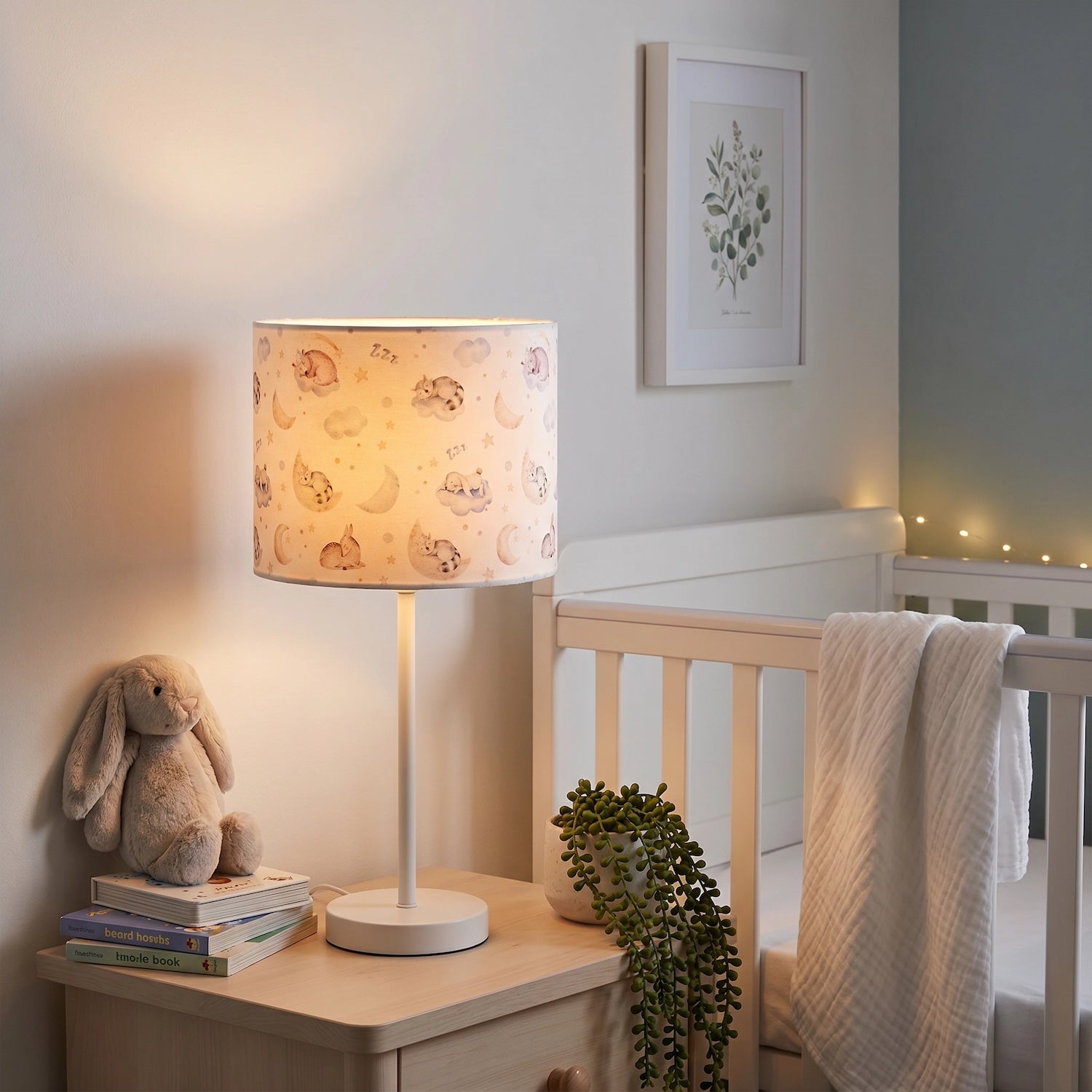 Fun and Cosy Baby Velvet Lamp Shade with Stars Clouds and Animals Image 6