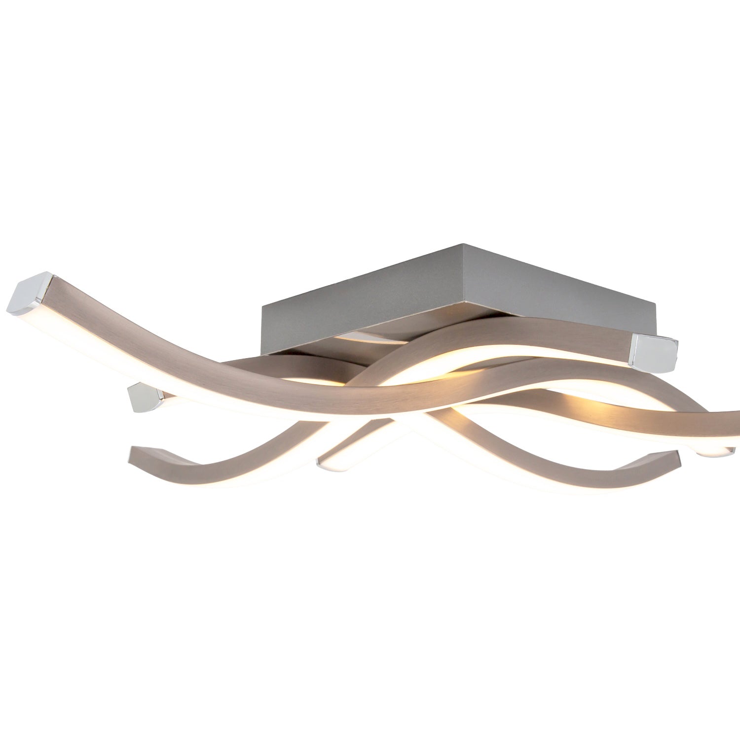 Modern LED Ceiling Lighting Fitting in Brushed Nickel with 4 Strips Image 5