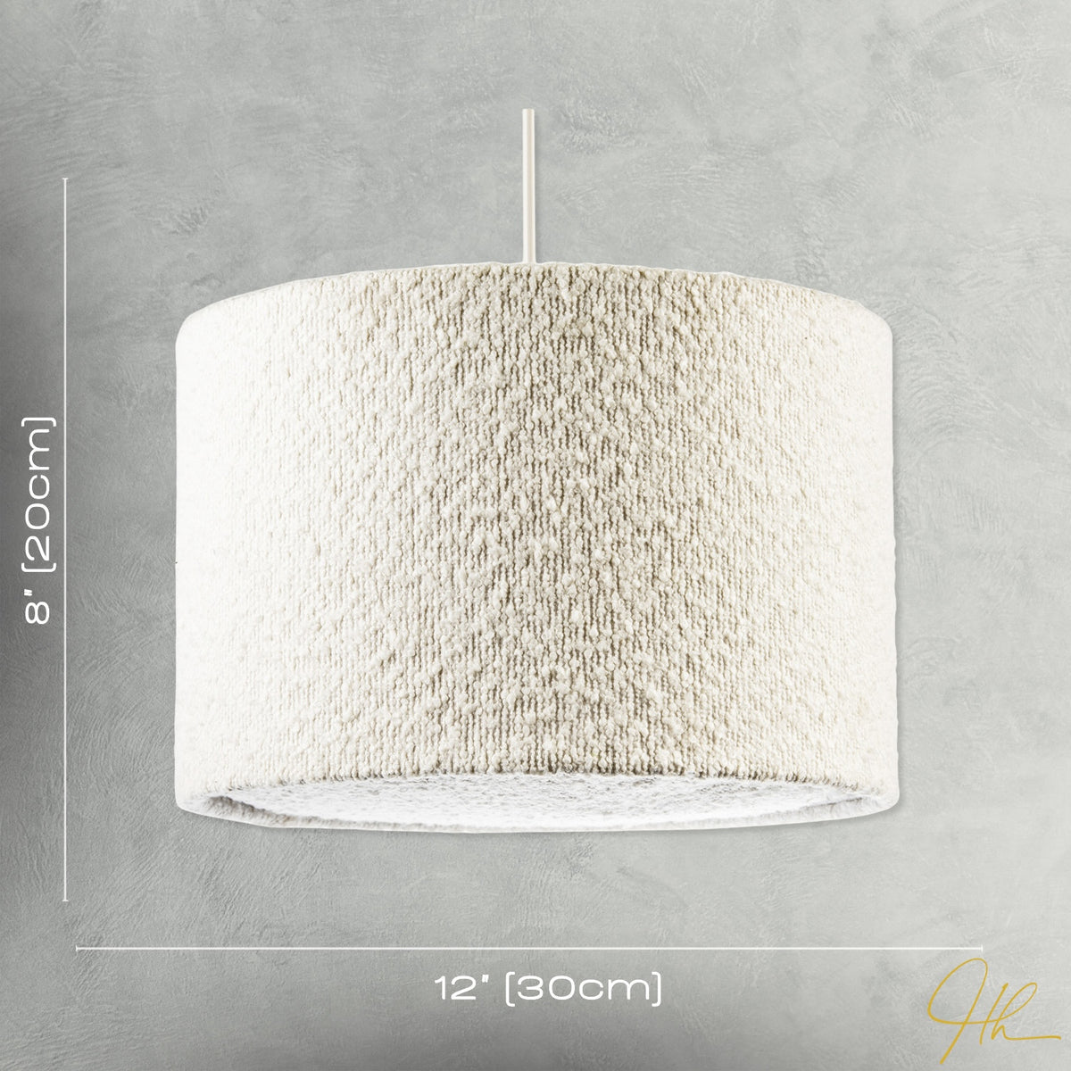 Luxuriously Textured Boucle Lamb Wool Fabric Pendant Lighting Shade Image 7