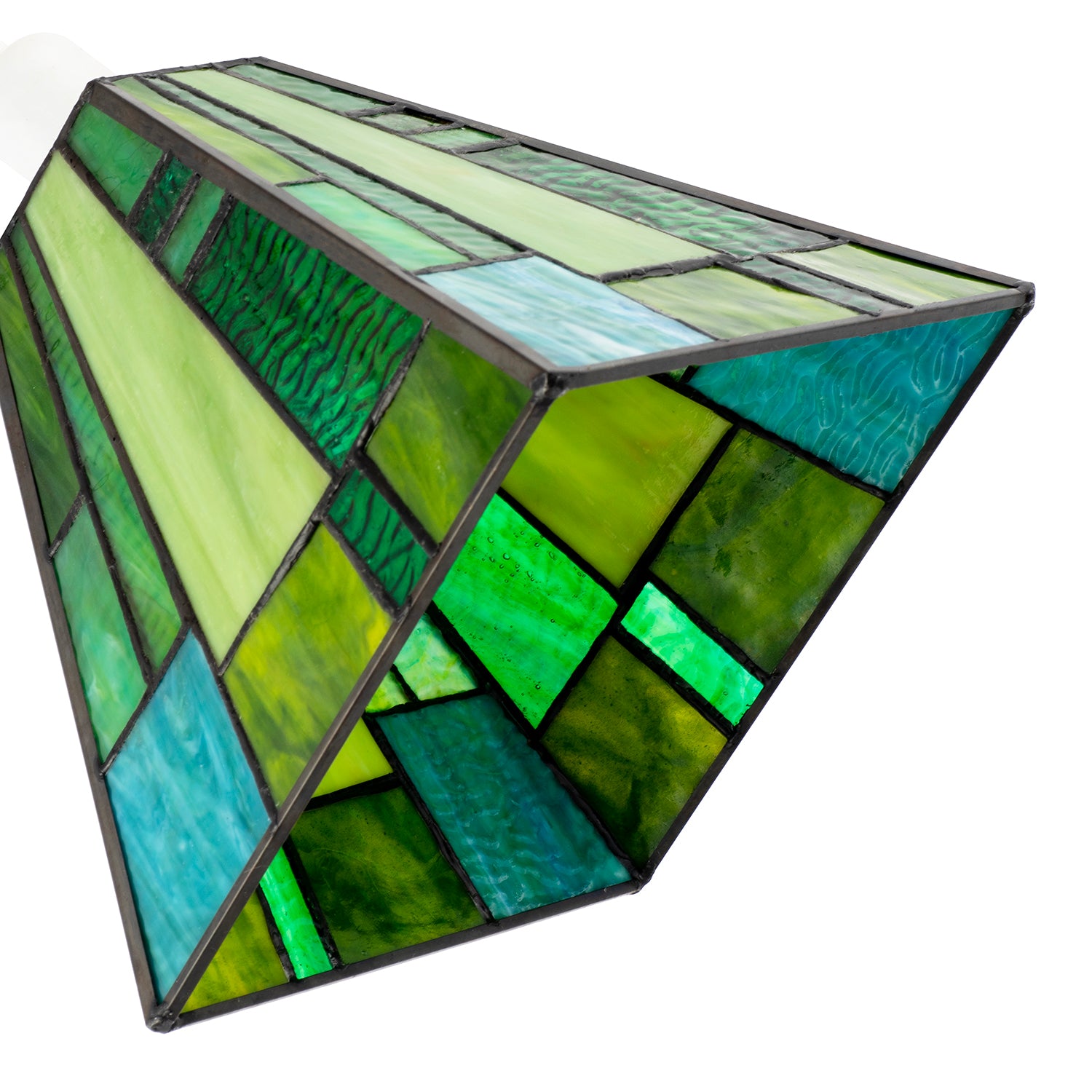 Art Deco Tiffany Pendant Lighting Shade with Emerald and Green Panels Image 4