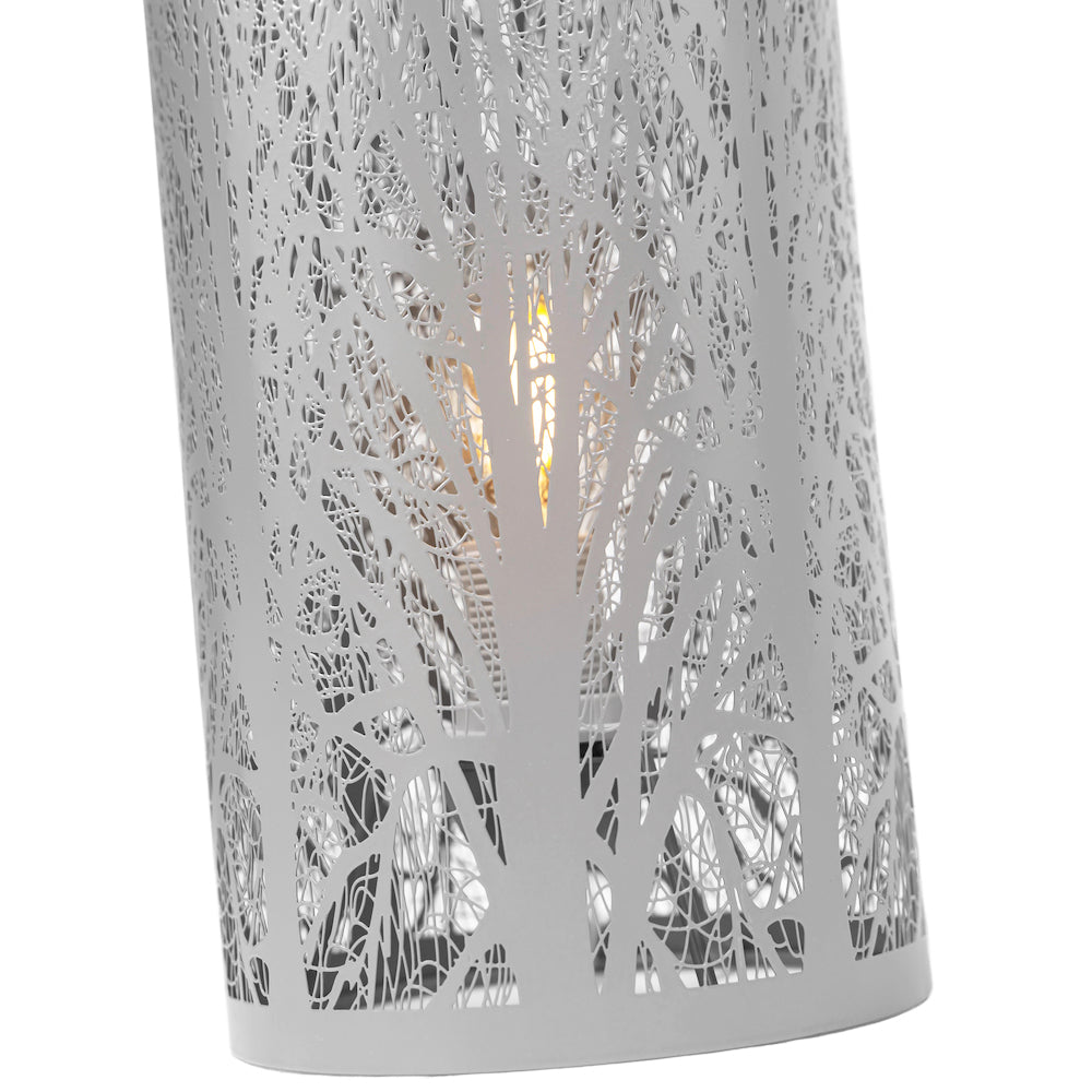 Unique and Beautiful Matt Grey Metal Forest Design Table Lamp with Cable Switch Image 7