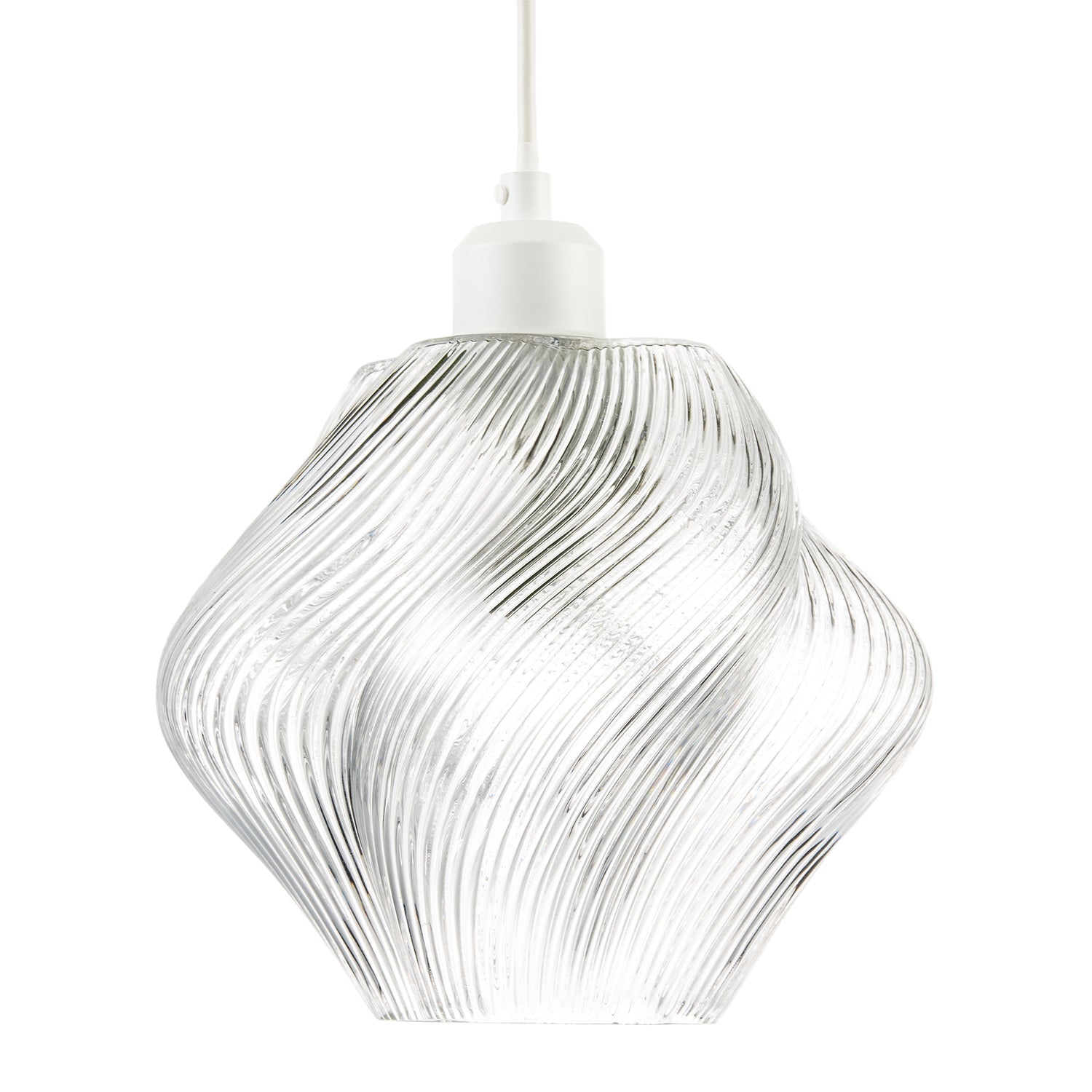 Modern Clear Twisted Glass Pendant Light Shade with Etched Grooves Image 1