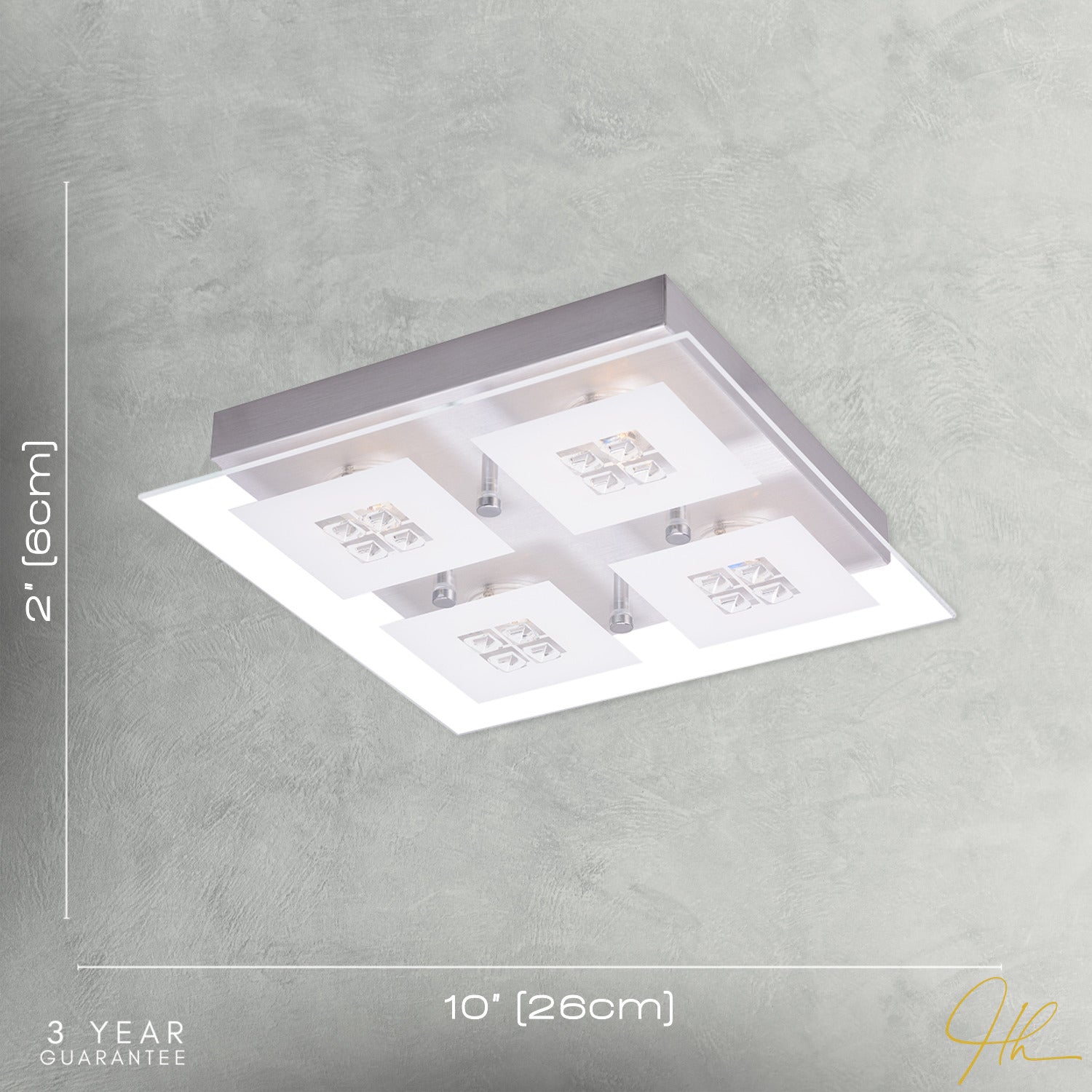 Designer Brushed Chrome LED Bathroom Light with Glass Insets Image 7