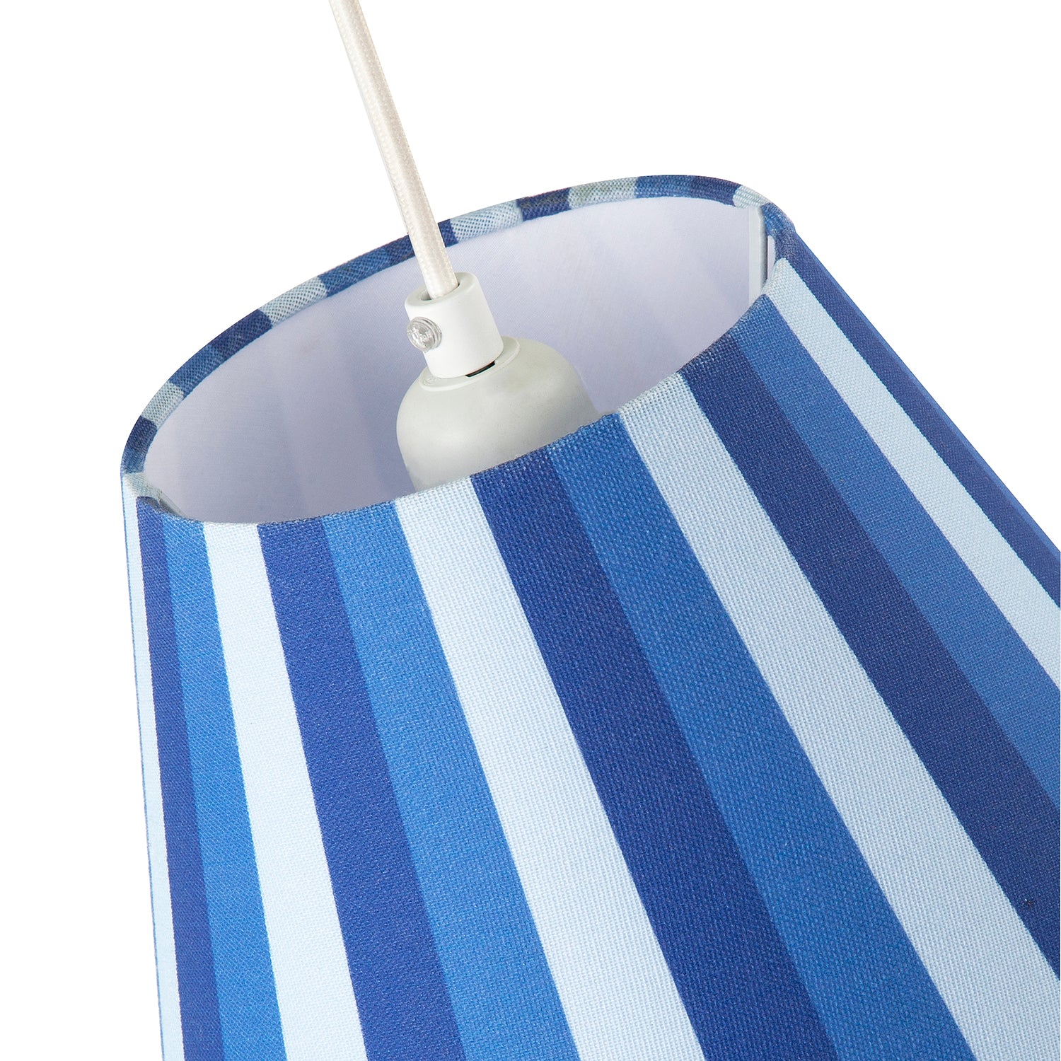 Multi Blue Tone Striped Linen Coolie Lamp Shade with Cotton Inner Image 5