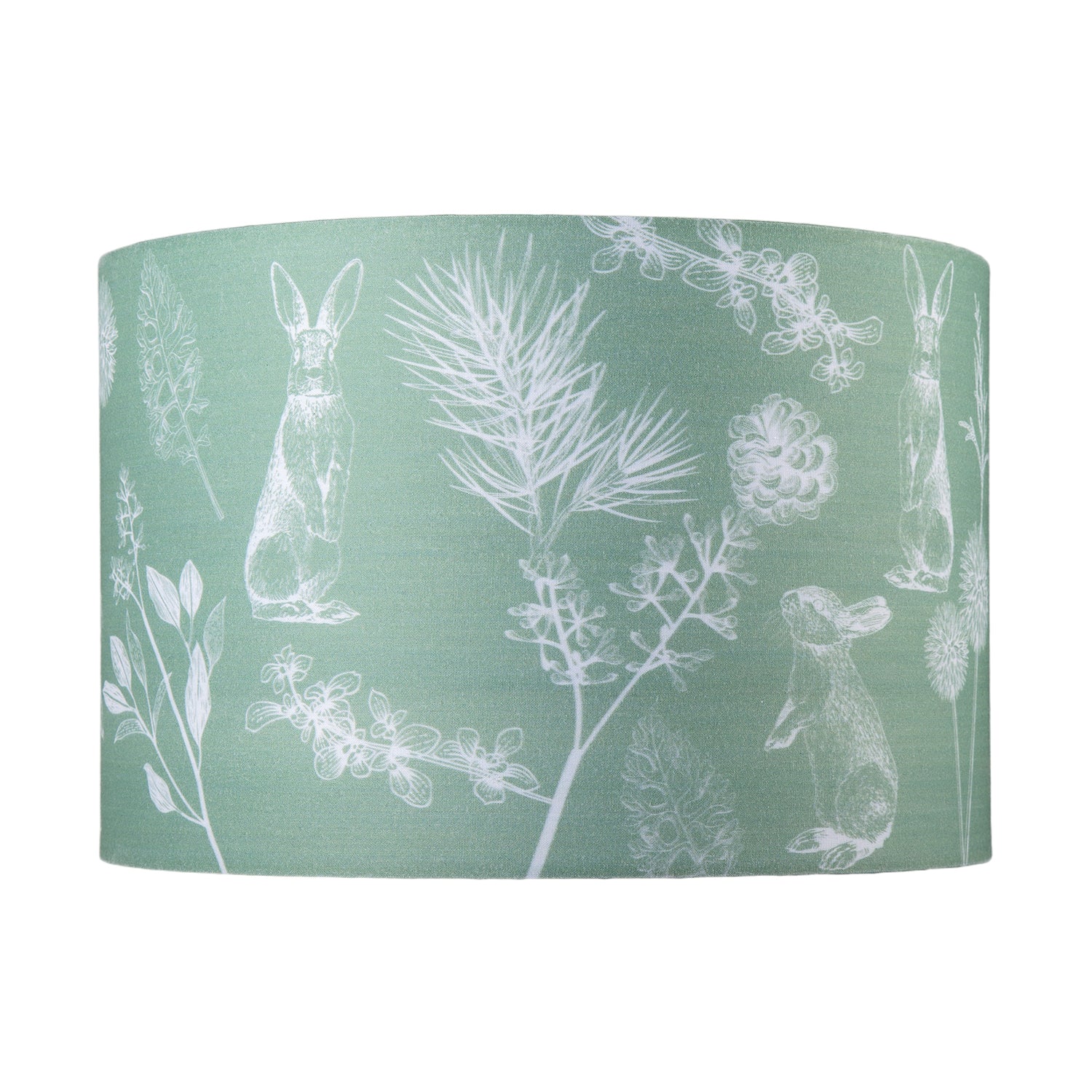 Woodland Theme Sage Olive Green Shade with Hares and Thistle Decor Image 1