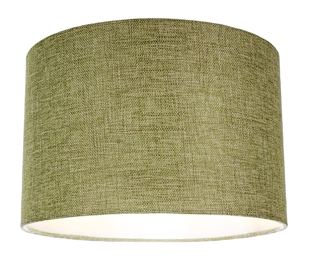 Contemporary and Sleek Olive Sage Plain Linen Fabric Drum Lamp Shade 60w Maximum Image 3