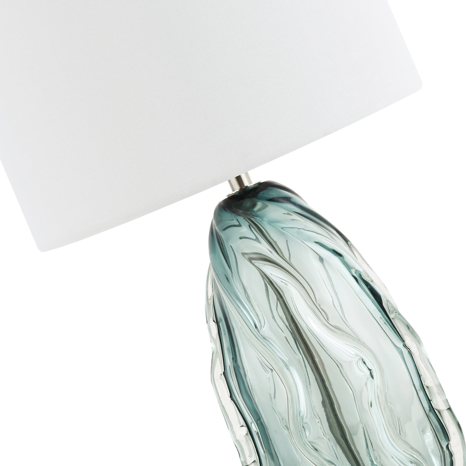 Modern Designer Moulded Glass Table Lamp Base in Smoked Grey with Chrome Bottom Image 5