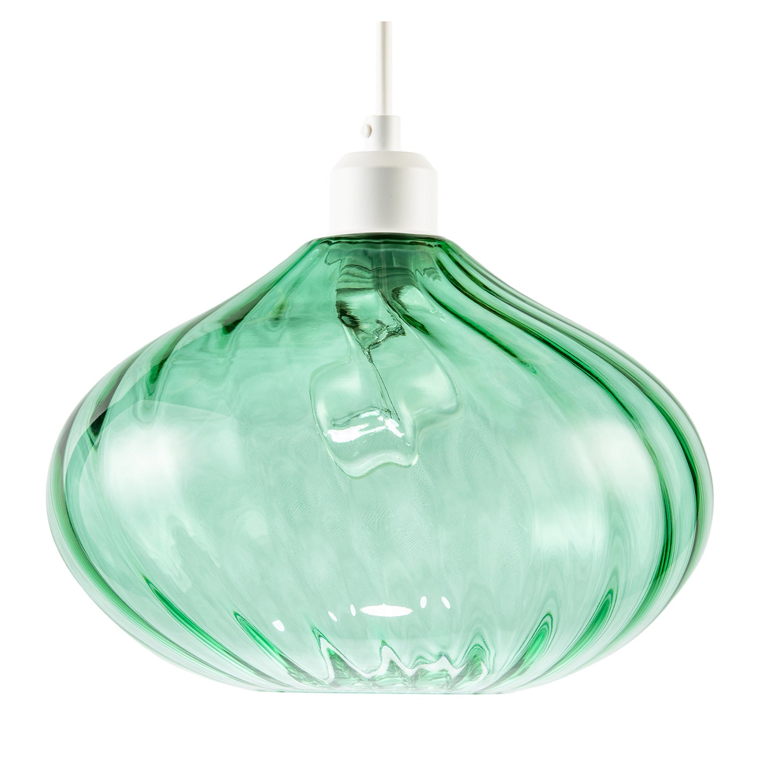 Modern Designer Emerald Green Line Twisted Glass Pendant Light Shade Image 1
