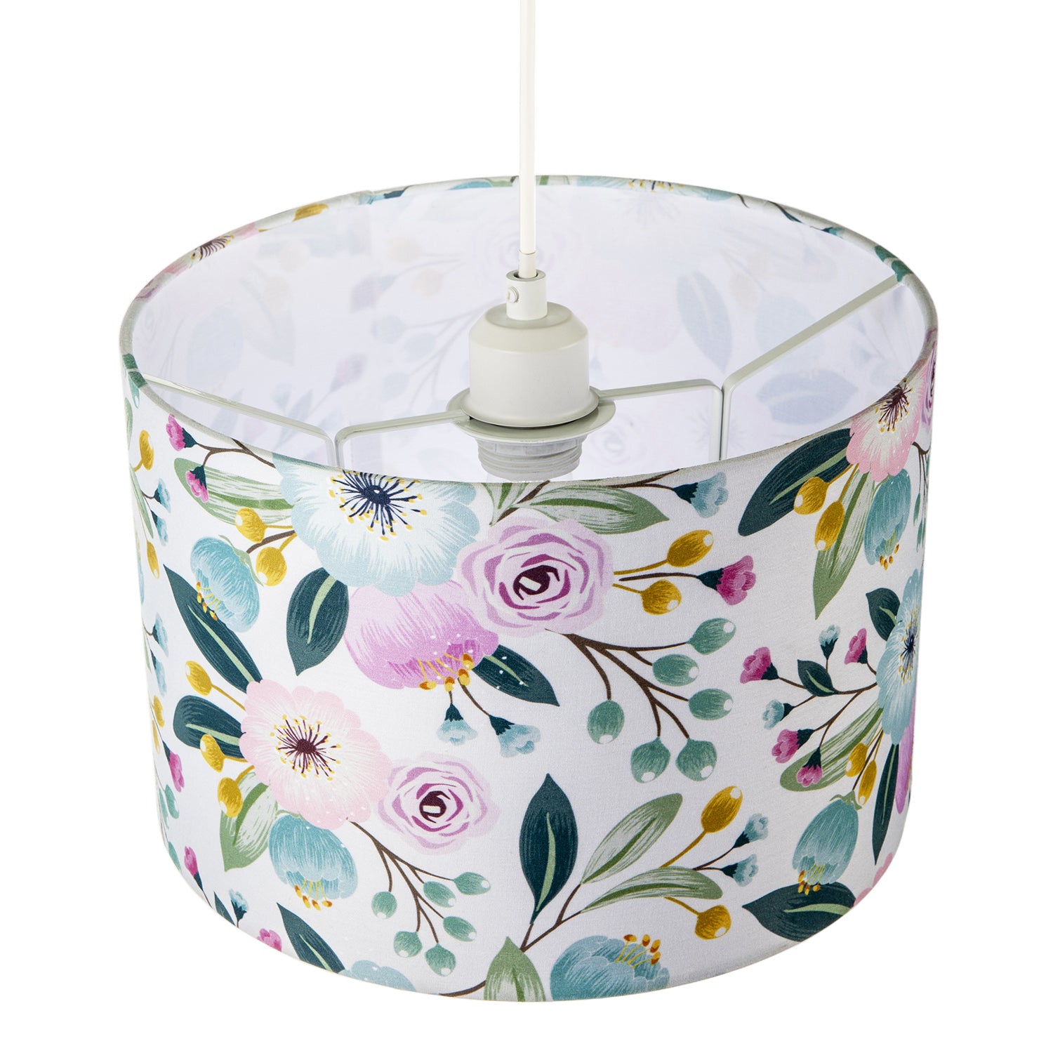Elegant Cotton Lampshade with Watercolour Style Botanical Floral Decor Image 3
