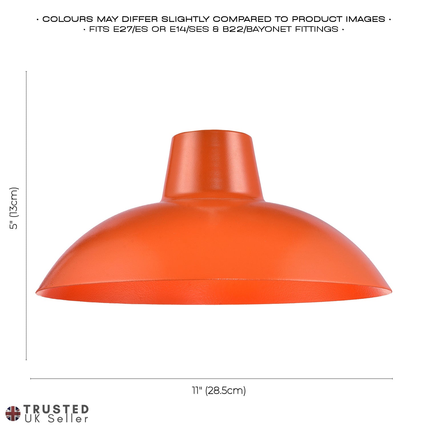 Industrial Retro Designed Matt Vibrant Orange Curved Metal Ceiling Pendant Shade Image 7