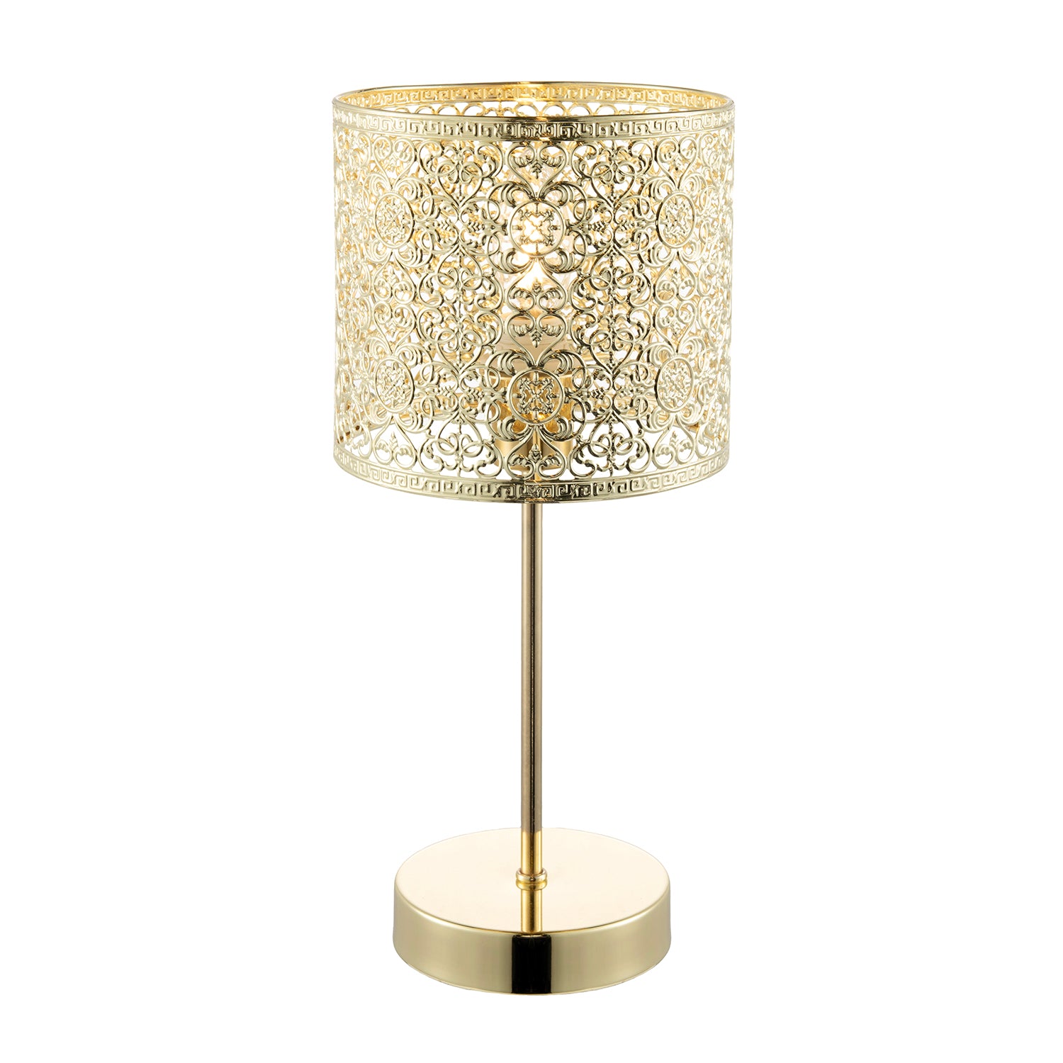 Classic Chic Moroccan Themed Shiny Gold Table Lamp with Inline Switch Image 2