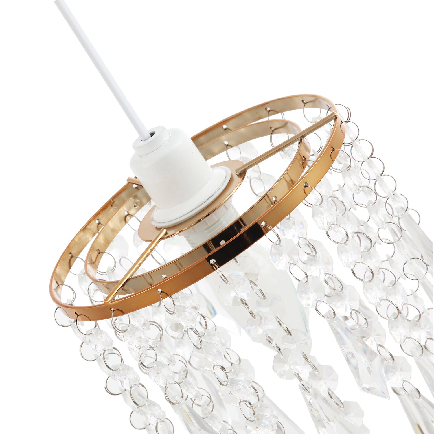 Modern Waterfall Design Gold Pendant Shade with Clear Acrylic Droplets and Beads Image 3