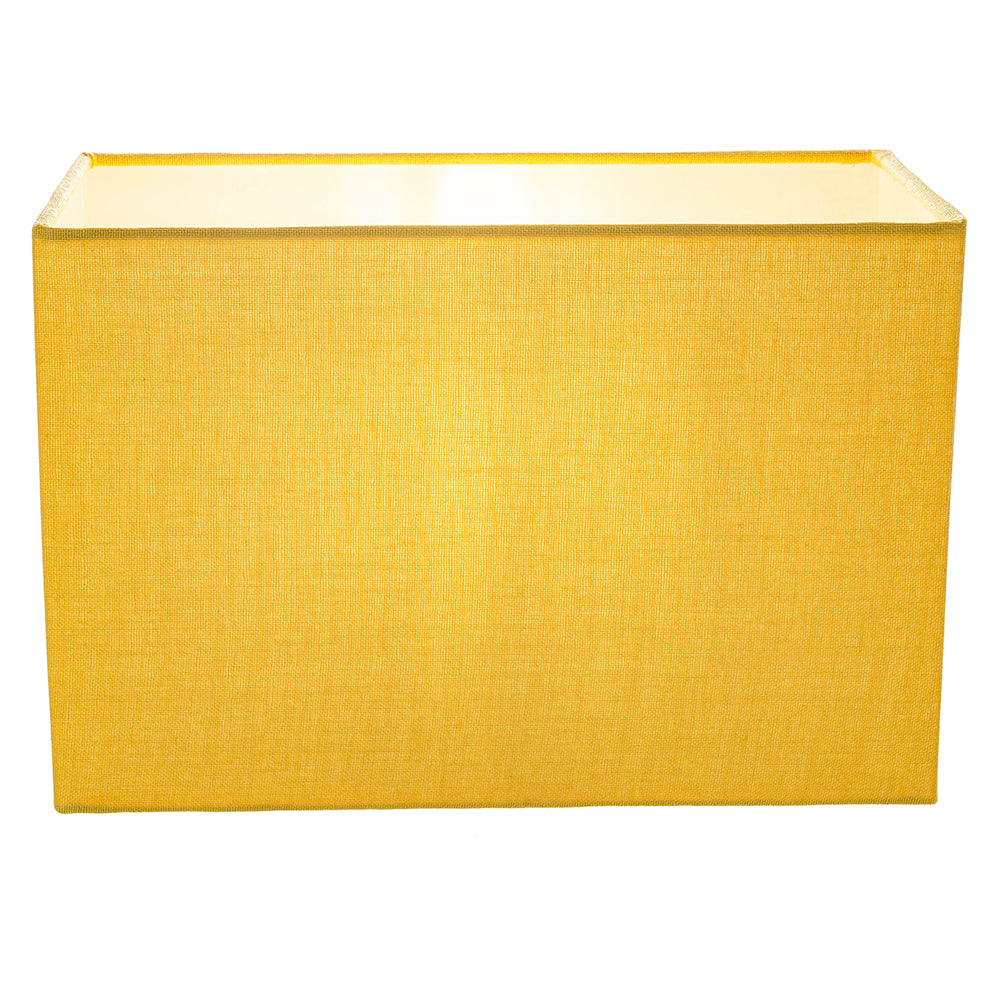 Contemporary and Stylish Vivid Mustard Ochre Linen Fabric Rectangular Lamp Shade Image 2