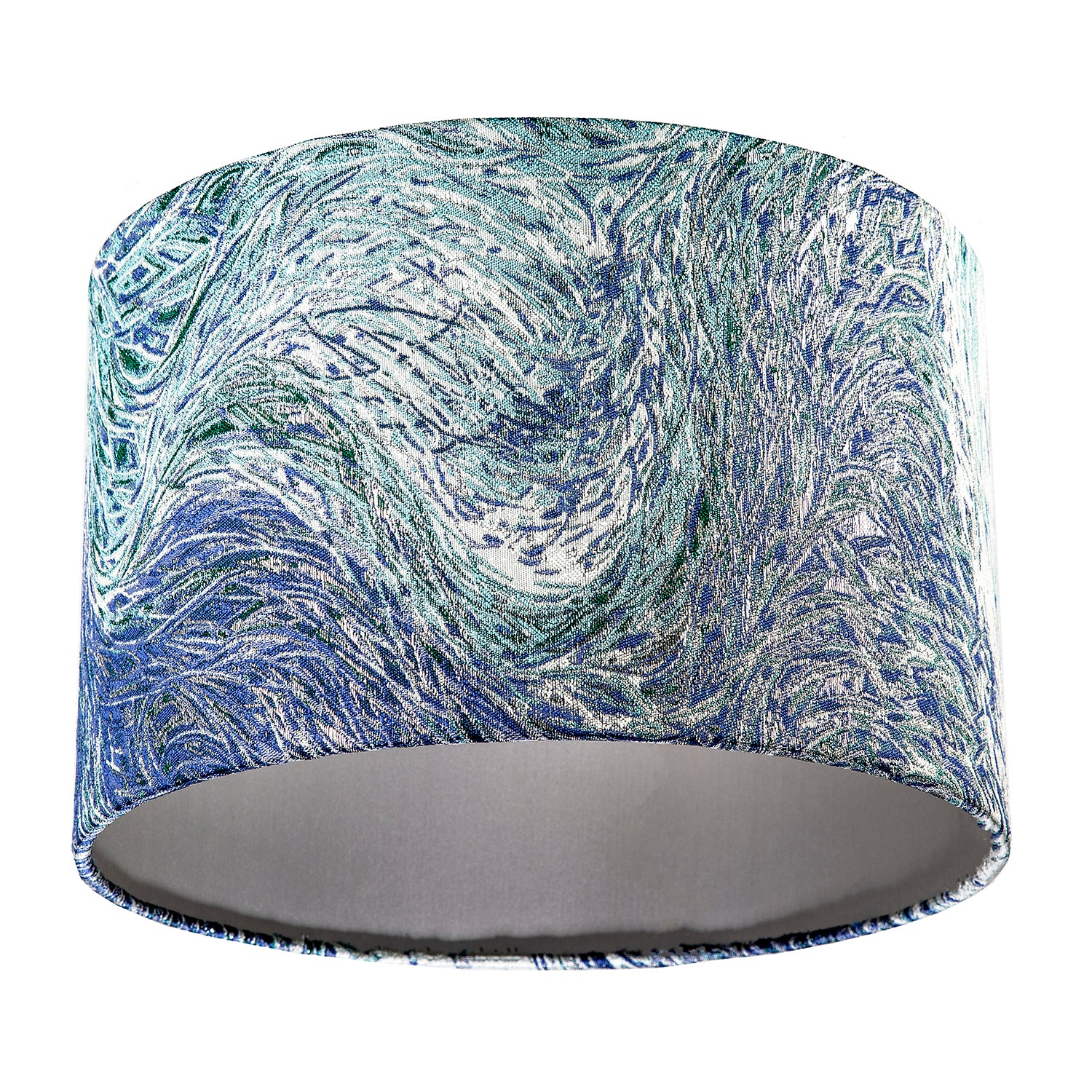 Artistic and Fluid Textured Lamp Shade in Blue Teal and Soft Green Image 5