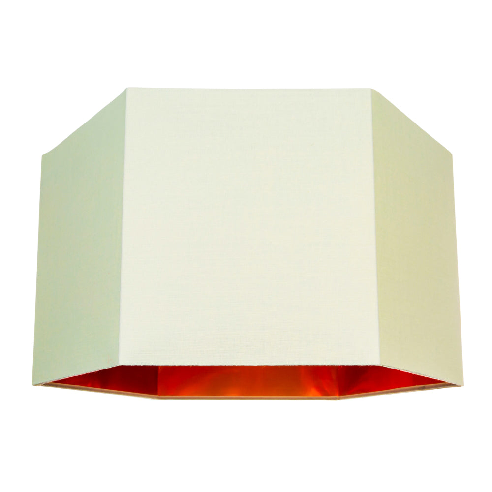 Modern Cream Cotton 14" Table/Pendant Hexagonal Lampshade with Matt Copper Inner Image 1