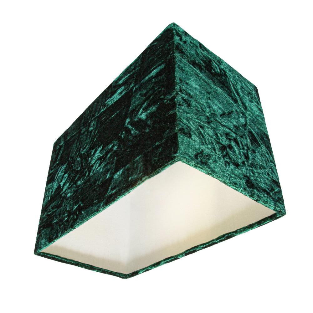 Contemporary Designer Forest Green Crushed Velvet Fabric Rectangular Lamp Shade Image 3