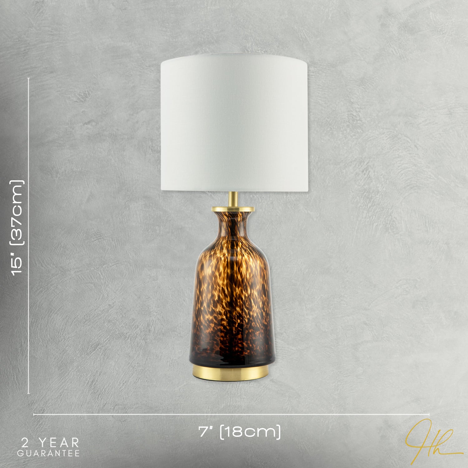 Modern Amber and Black Snowflake Speckle Glass Table Lamp with Shade Image 7