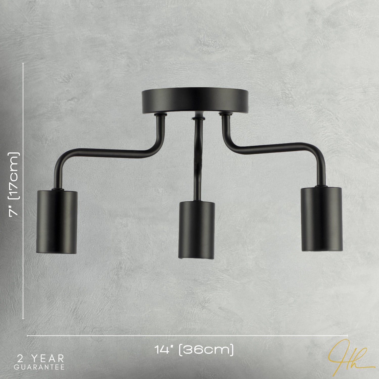 Matte Black Semi Flush Ceiling Light to Showcase Filament Bulbs Image 7