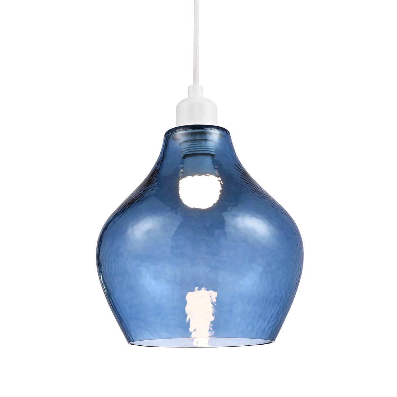 Modern Designer Midnight Navy Blue Curvy Dimpled Glass Pendant Light Shade Image 4