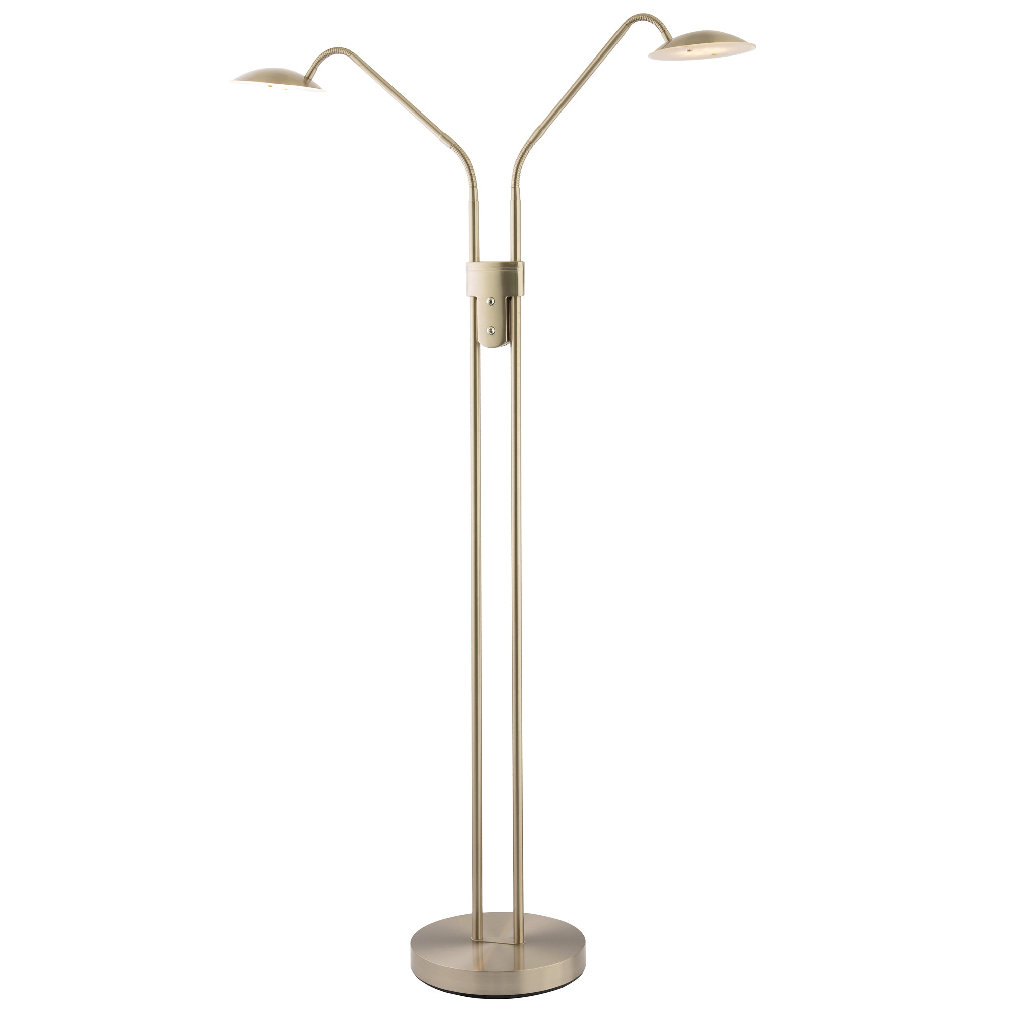 Double Arm Nickel Floor Lamp with Dimmer and Colour Control Warm-Cool White Image 2