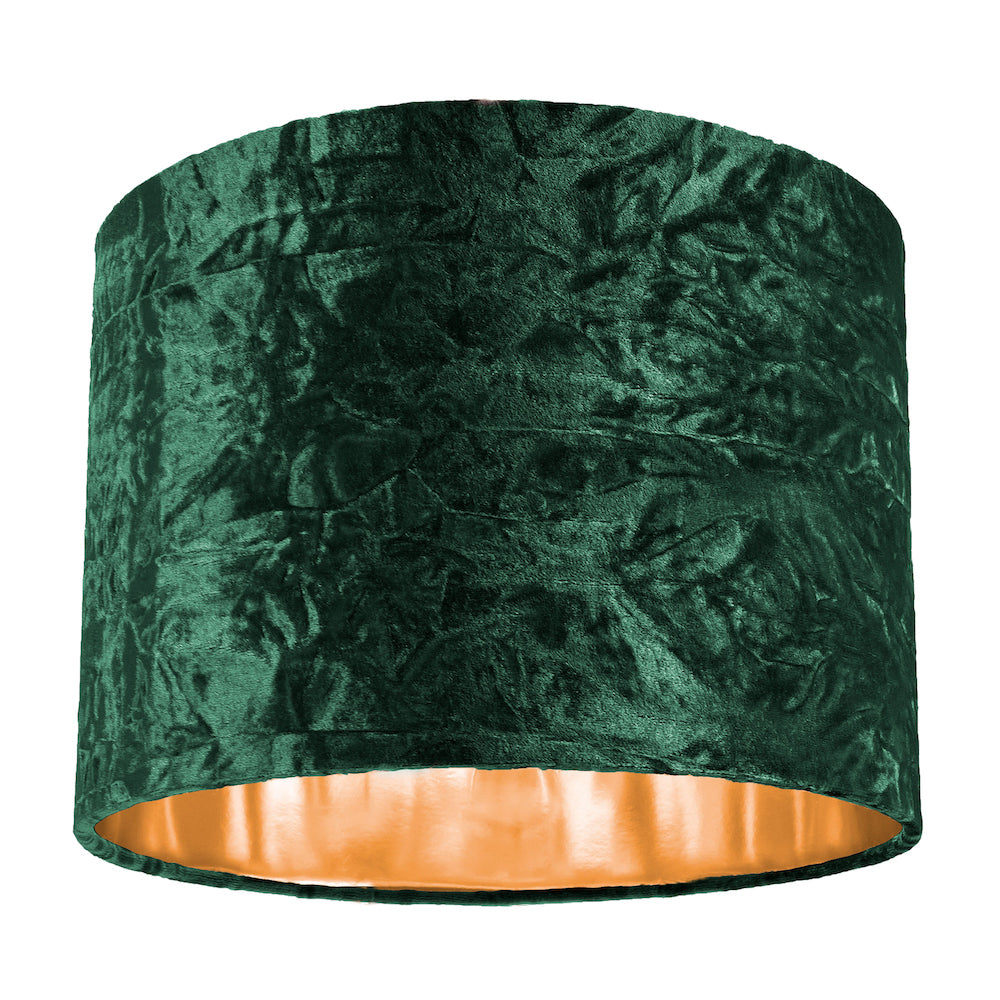 Modern Green Crushed Velvet 10" Table/Pendant Lampshade with Shiny Copper Inner Image 1