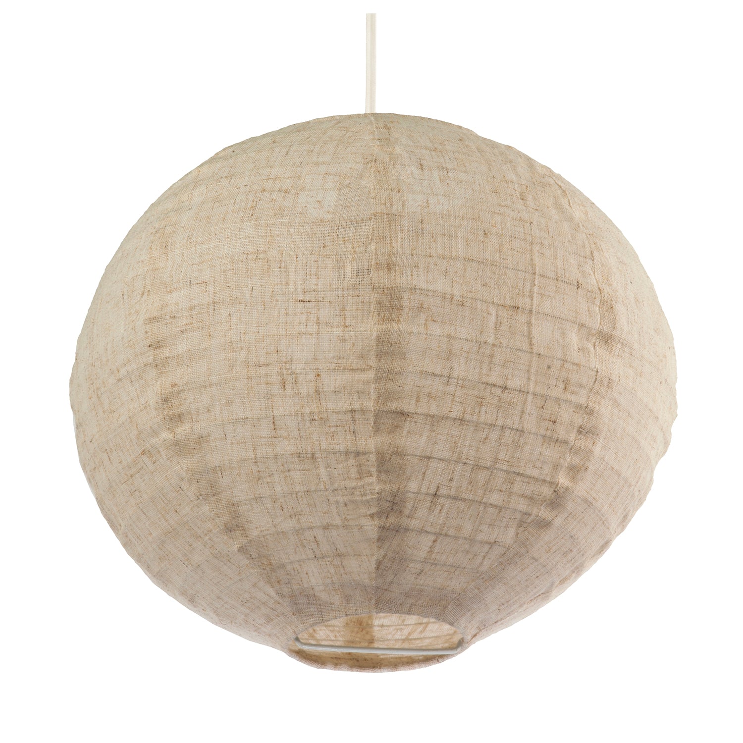 Modern Natural Linen Fabric Oatmeal Spherical Pendant Lighting Shade Image 3