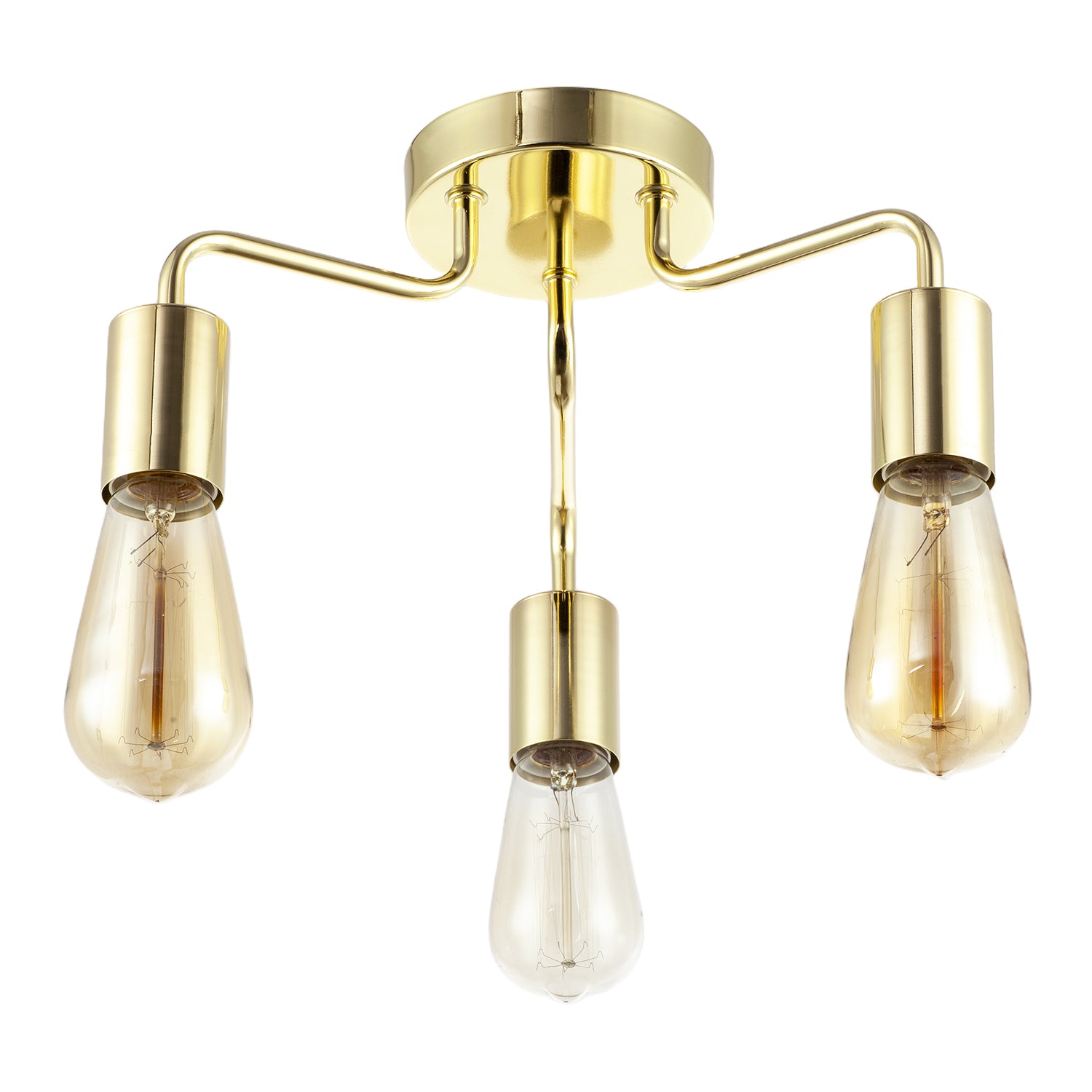 Polished Gold Semi Flush Ceiling Light to Showcase Filament Bulbs Image 5