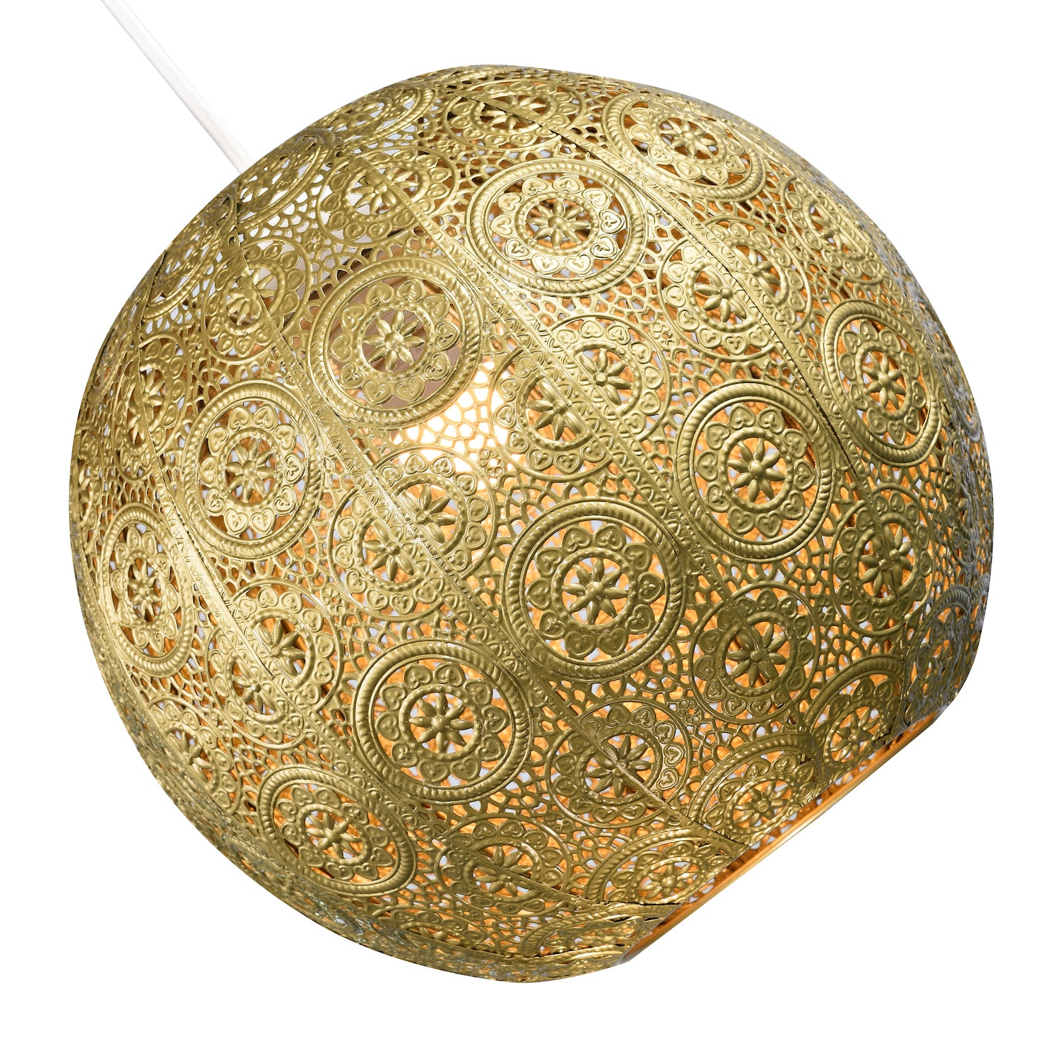 30cm Spherical Moroccan Pendant Lamp Shade in Satin Gold Metal - Vintage Design Image 3