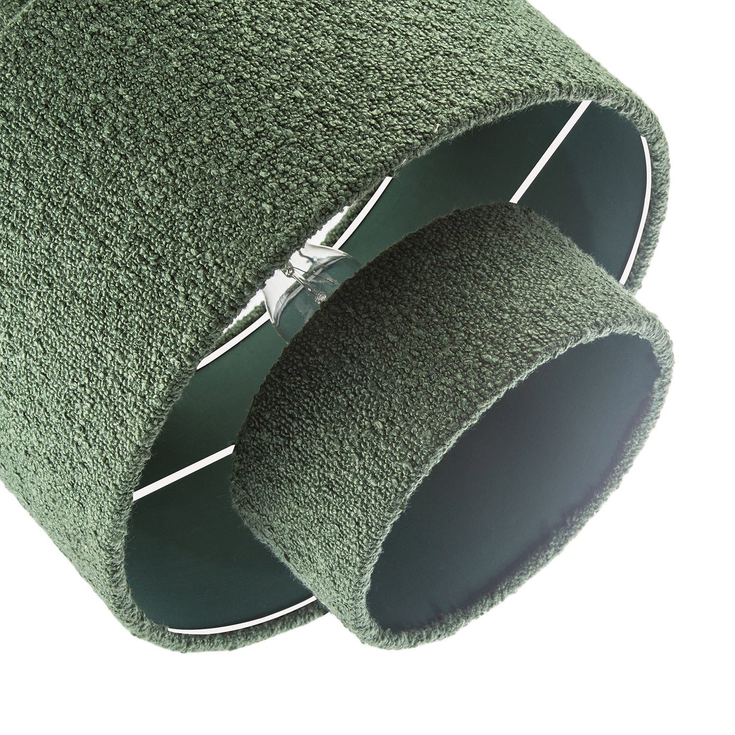 Modern Tiered Pendant Shade in Luxurious Forest Green Boucle Fabric Image 5