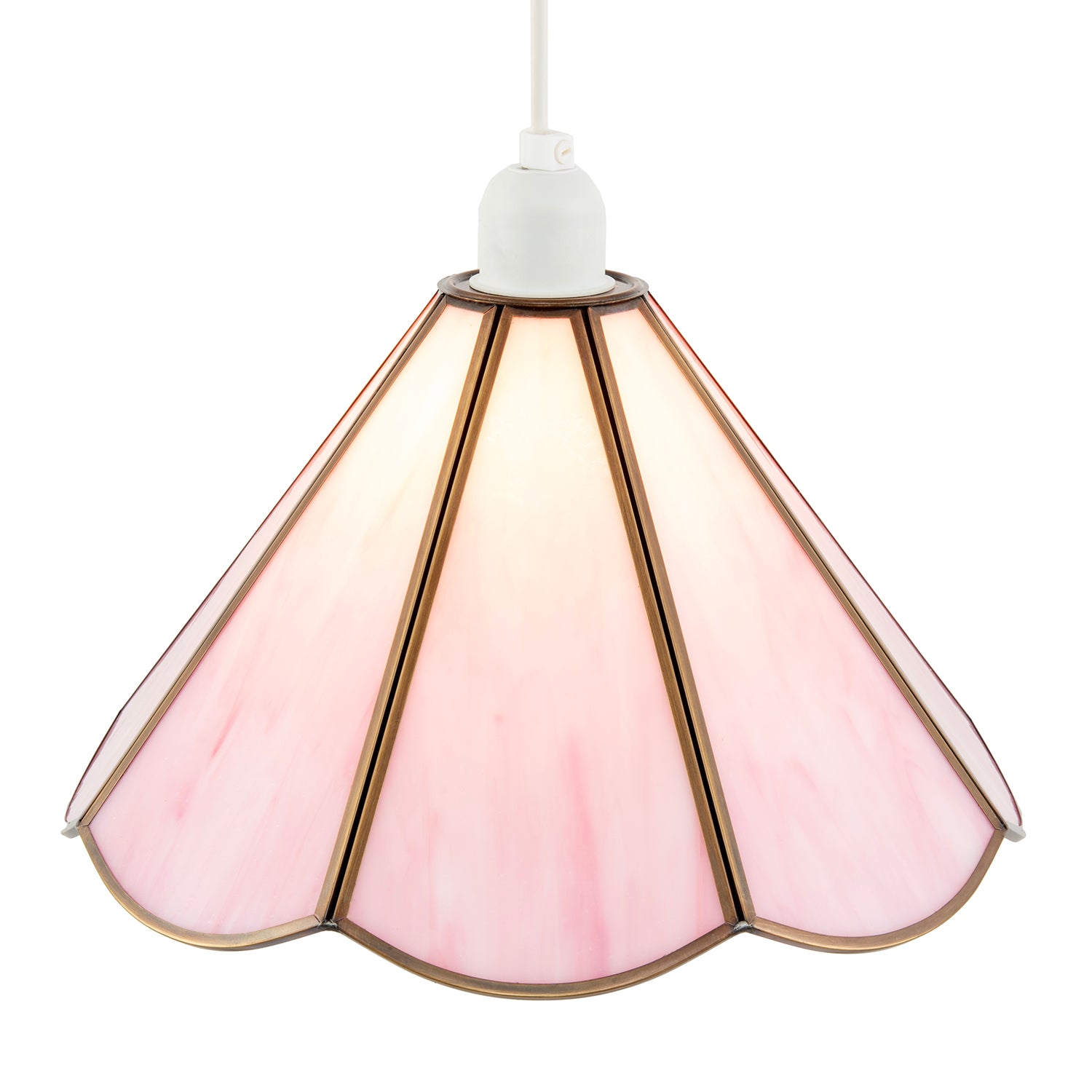 Classic Soft Blush Pink Tiffany Glass Easy Fit Pendant Lighting Shade Image 8