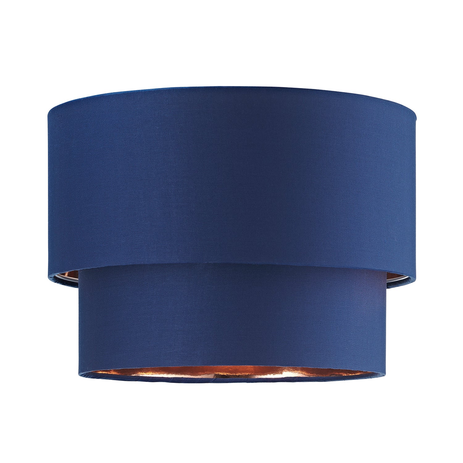 Modern 10" Navy Blue Cotton Double Tier Ceiling Shade with Shiny Copper Inner Image 2