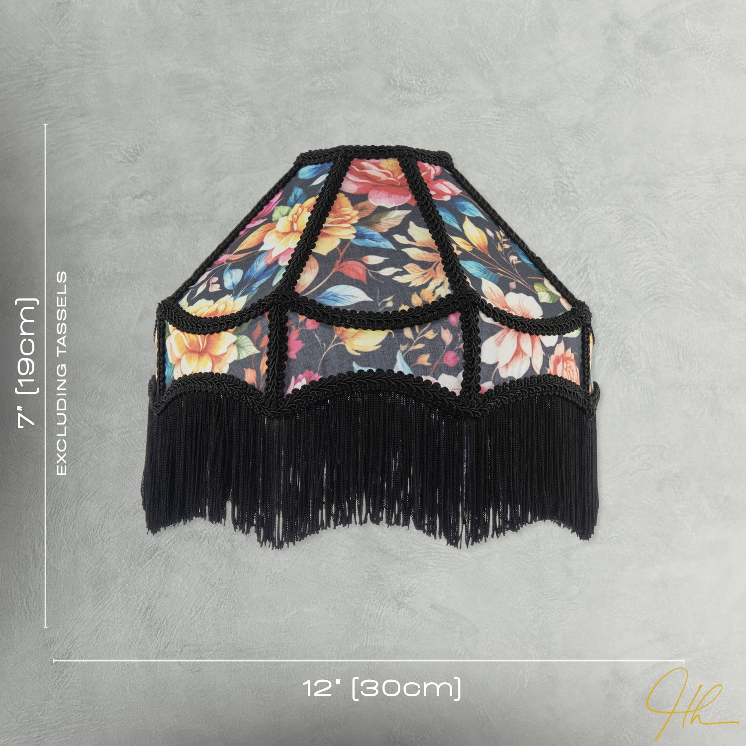 Black Victorian Empire Lamp Shade with Chic Multi Colour Floral Design Image 7