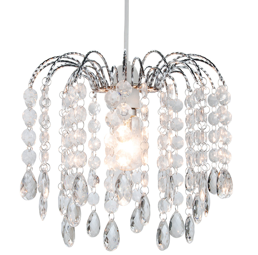 Contemporary Waterfall Pendant Shade with Transparent Acrylic Droplets and Beads Image 2