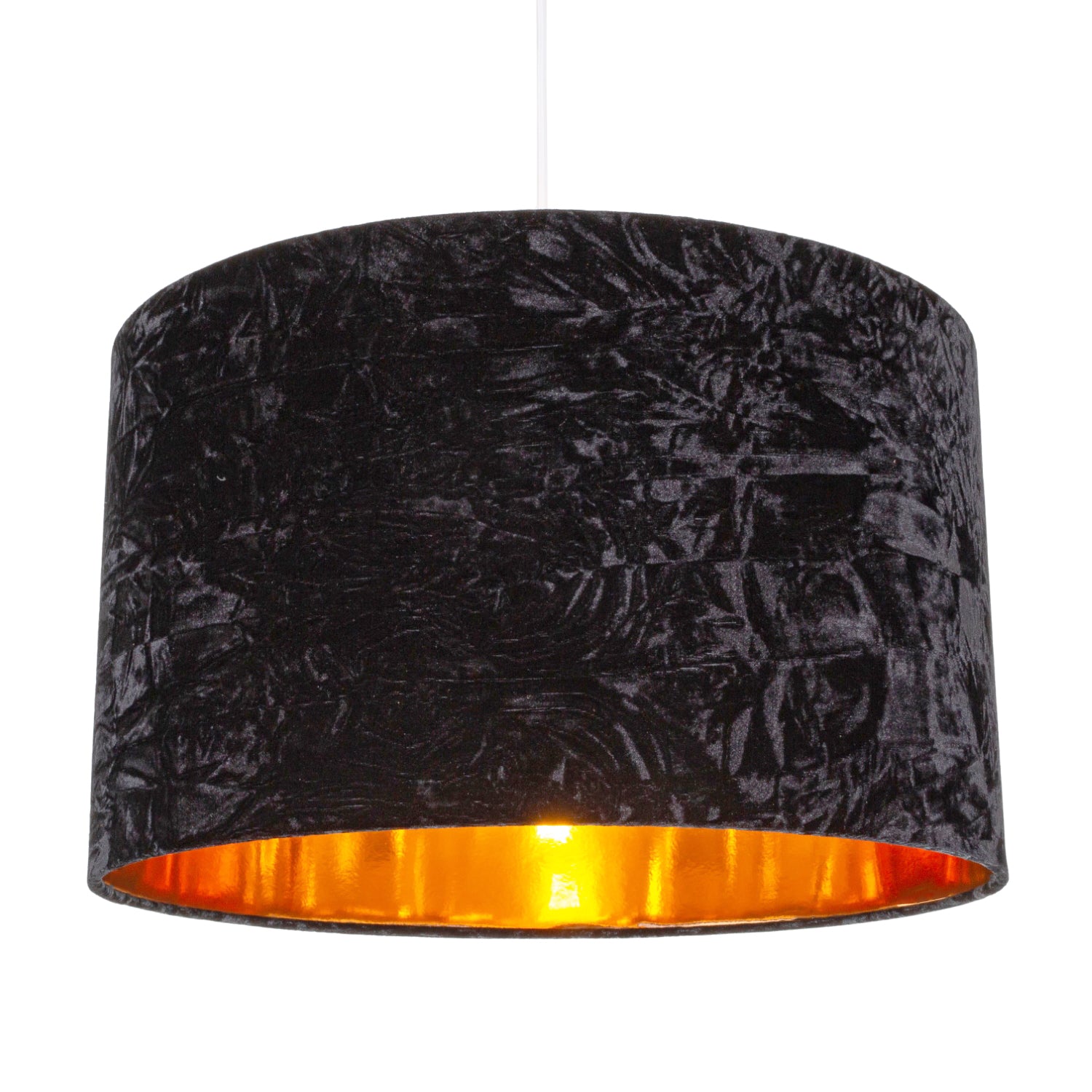 Modern Black Crushed Velvet 20" Floor/Pendant Lampshade with Shiny Copper Inner Image 2