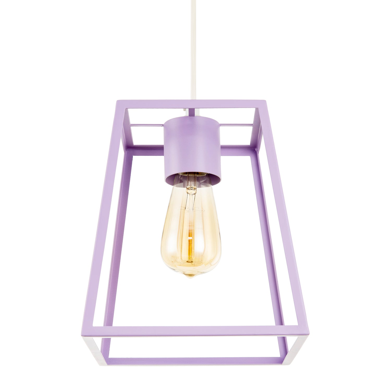 Industrial Lantern Lamp Shade in Soft Lilac with Square Top and Bottom Image 5