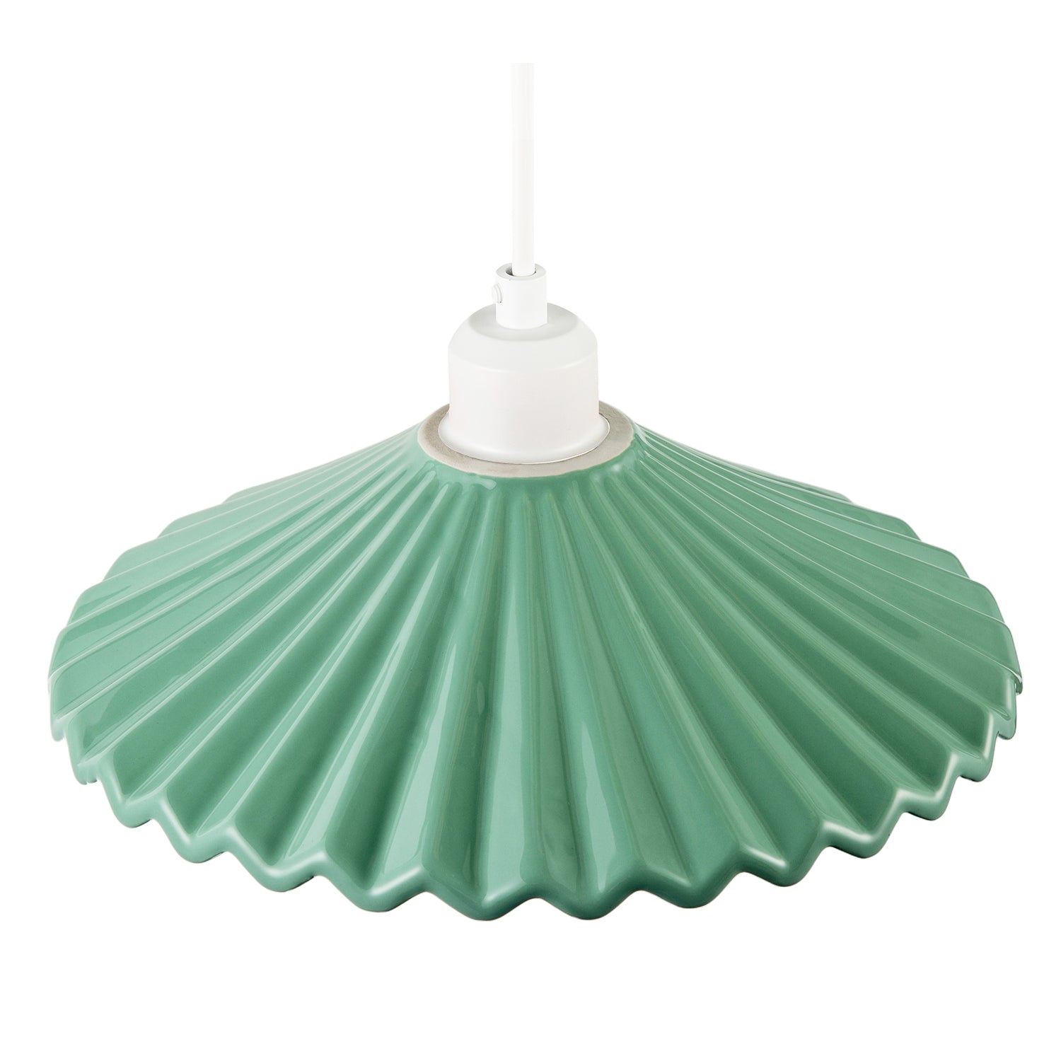 Emerald Green Nova Gloss Ceramic Pendant Light Shade with Rippled Body Image 3