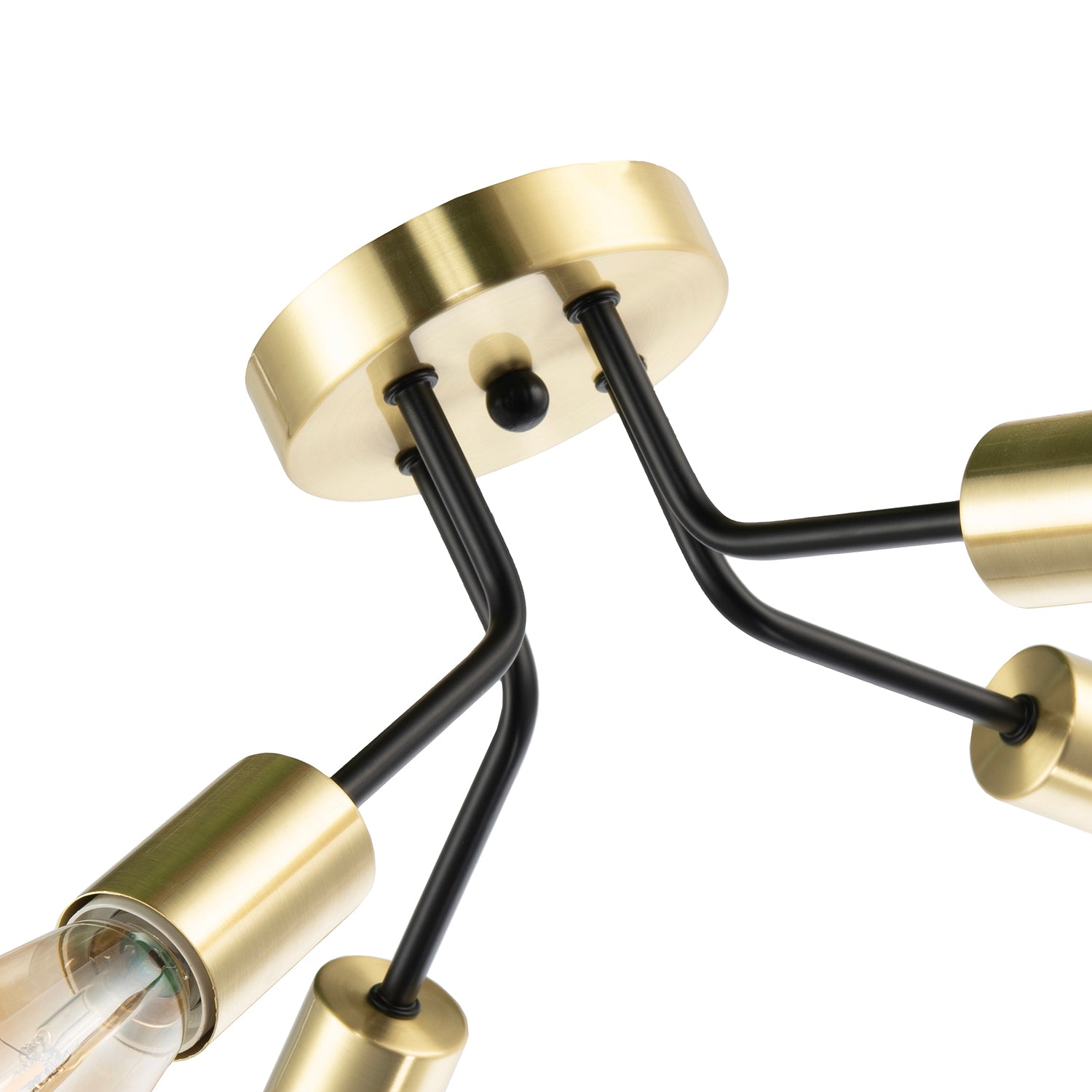 Vintage Industrial Ceiling Light Fitting in Satin Gold and Matte Black Image 4