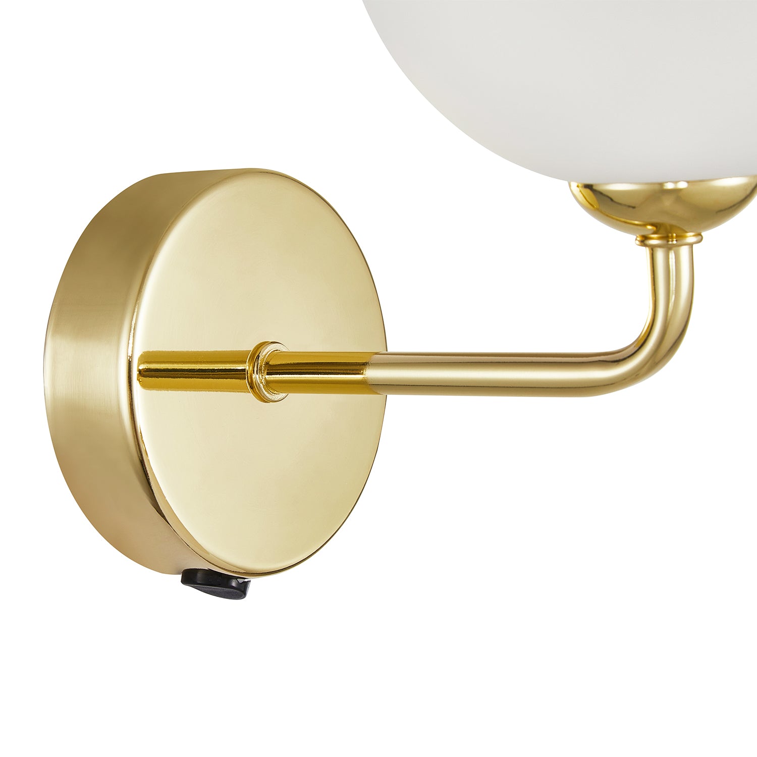 Contemporary Chic Polished Gold Wall Light with Opal White Globe Glass Shade Image 5