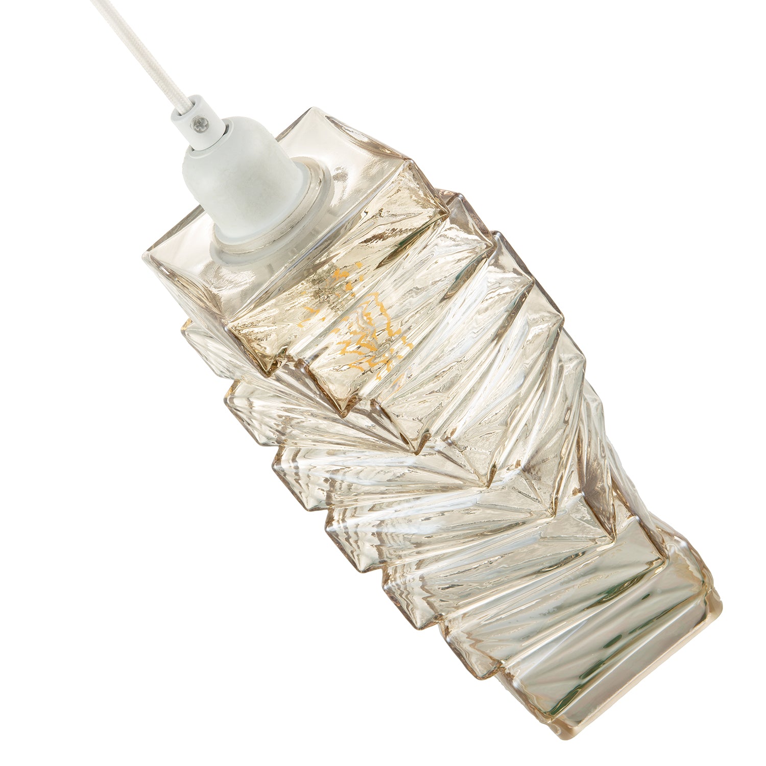 Sleek Gold Tinted Pendant Light Shade with Staggered Rectangular Body Image 3