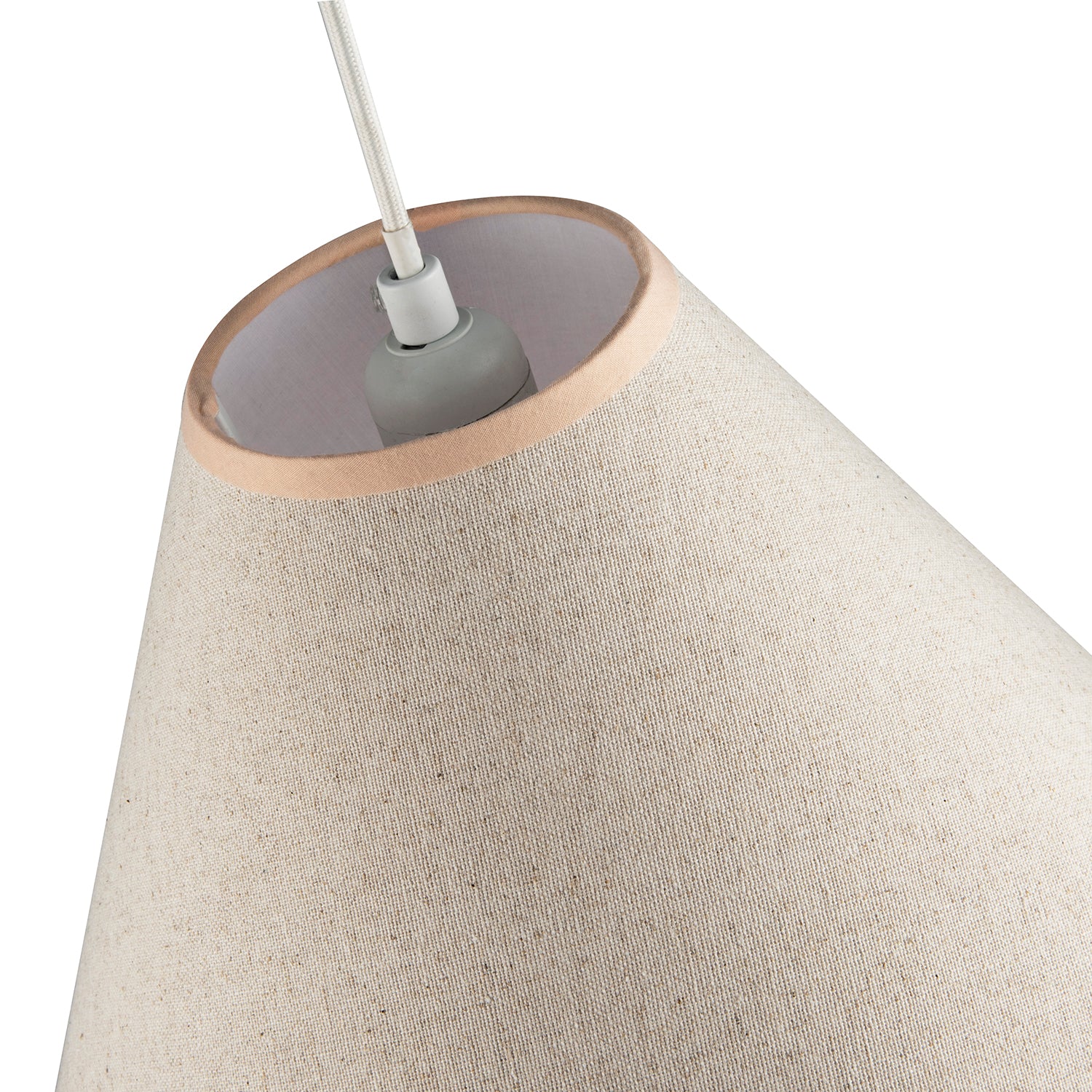 Scallop Edge Natural Textured Linen Coolie Lamp Shade with Pink Trims Image 5