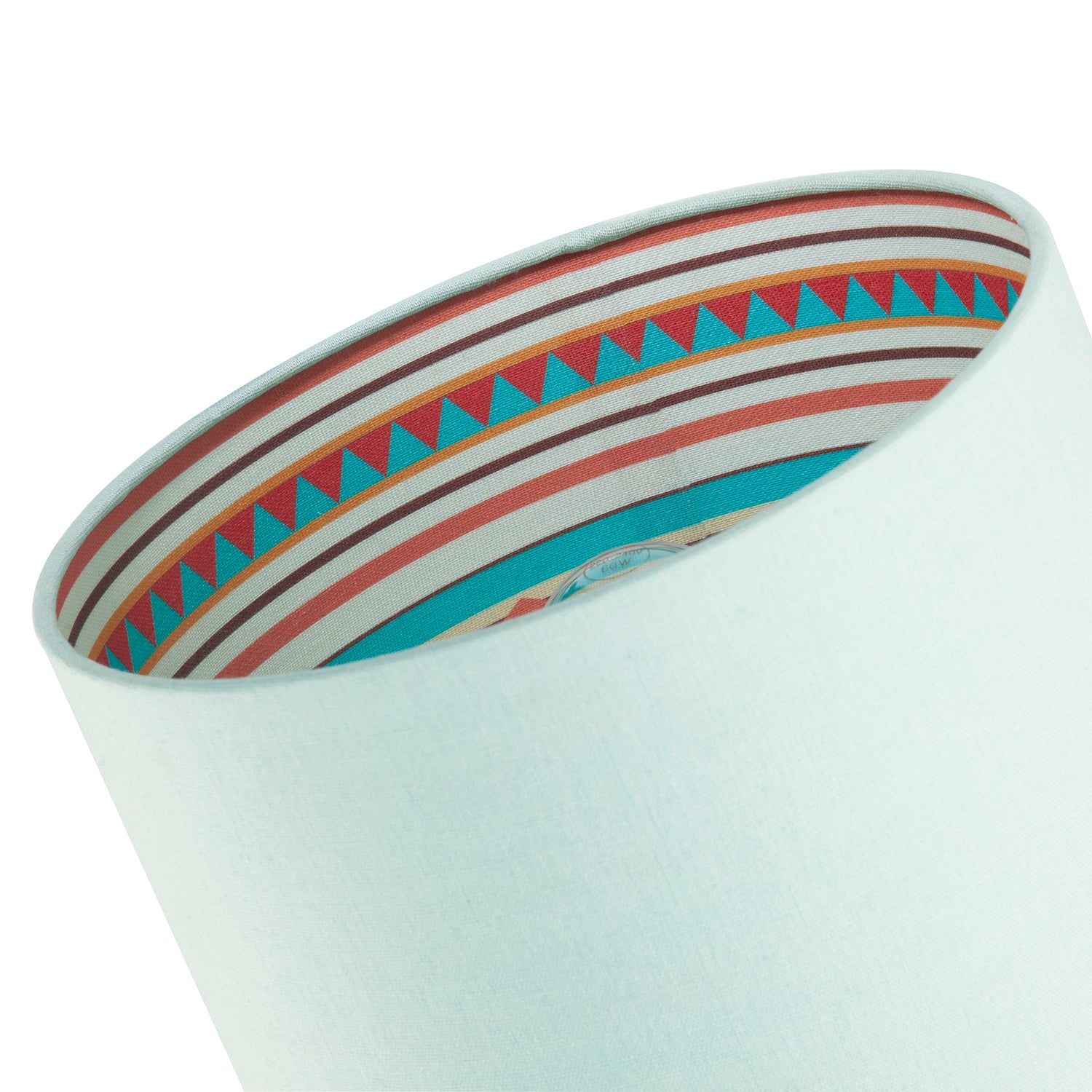 Pale Duck Egg Linen Shade with Vibrant Colourful Inner Aztec Design Image 7