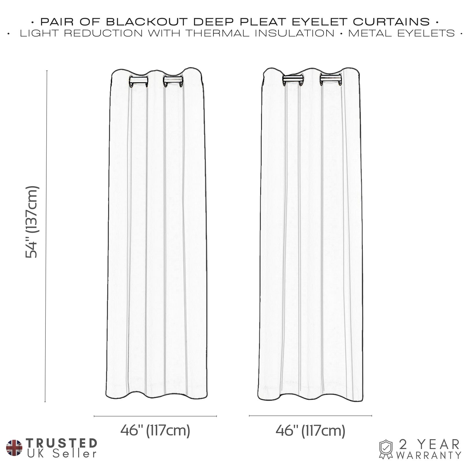 Orange Lined Blackout Eyelet Curtains - 46 x 54 Inch Drop - 2 Panel Image 7