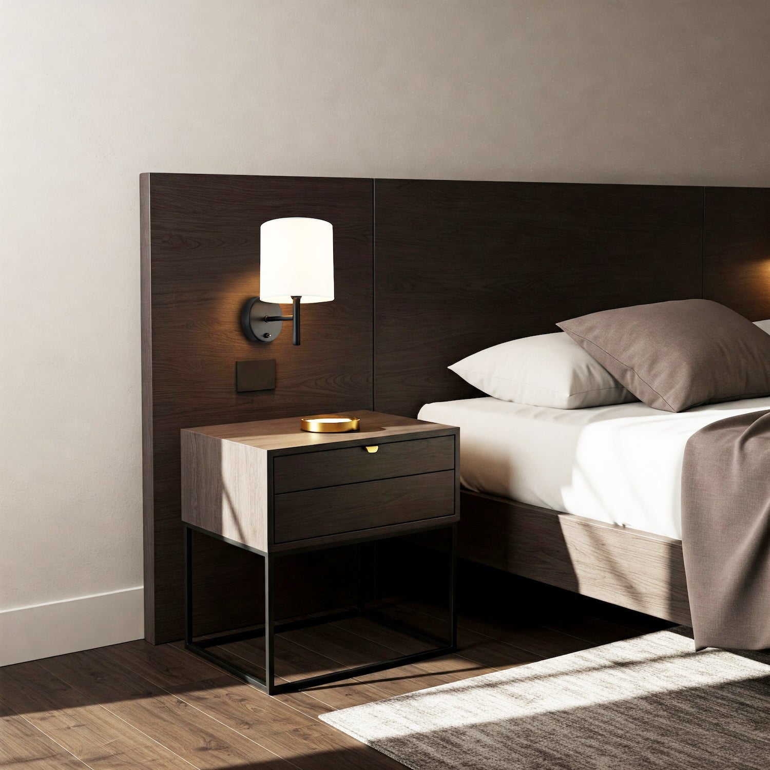 Contemporary Bedside Wall Lamp in Matte Black with Toggle Switch and Shade Image 7