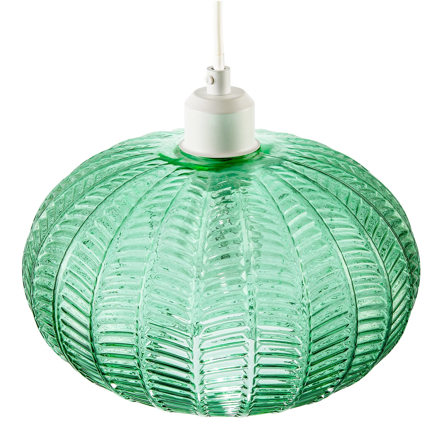 Emerald Green Glass Globe Pendant Light Shade with 3D Vertical Ribbing Image 3